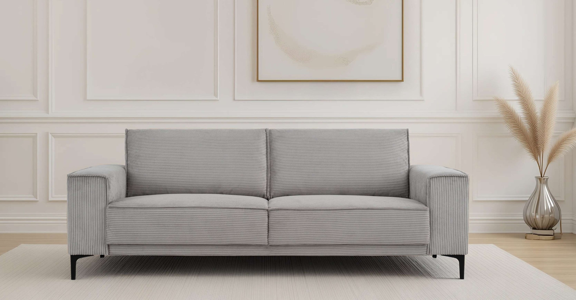 OTTO home 3-Sitzer "OLAND Cord, Sofa, B: 224 cm, Skandi-Design" Struktur, Flachgewebe, Luxus-Microfaser, Boucle