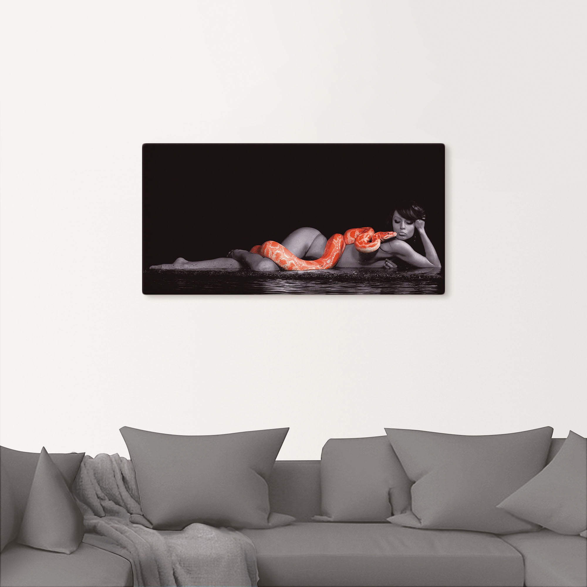 Artland Wandbild »Frau in Wasser liegend mit Python«, Frau, (1 St.), als Leinwandbild, Poster, Wandaufkleber in verschied. Größen