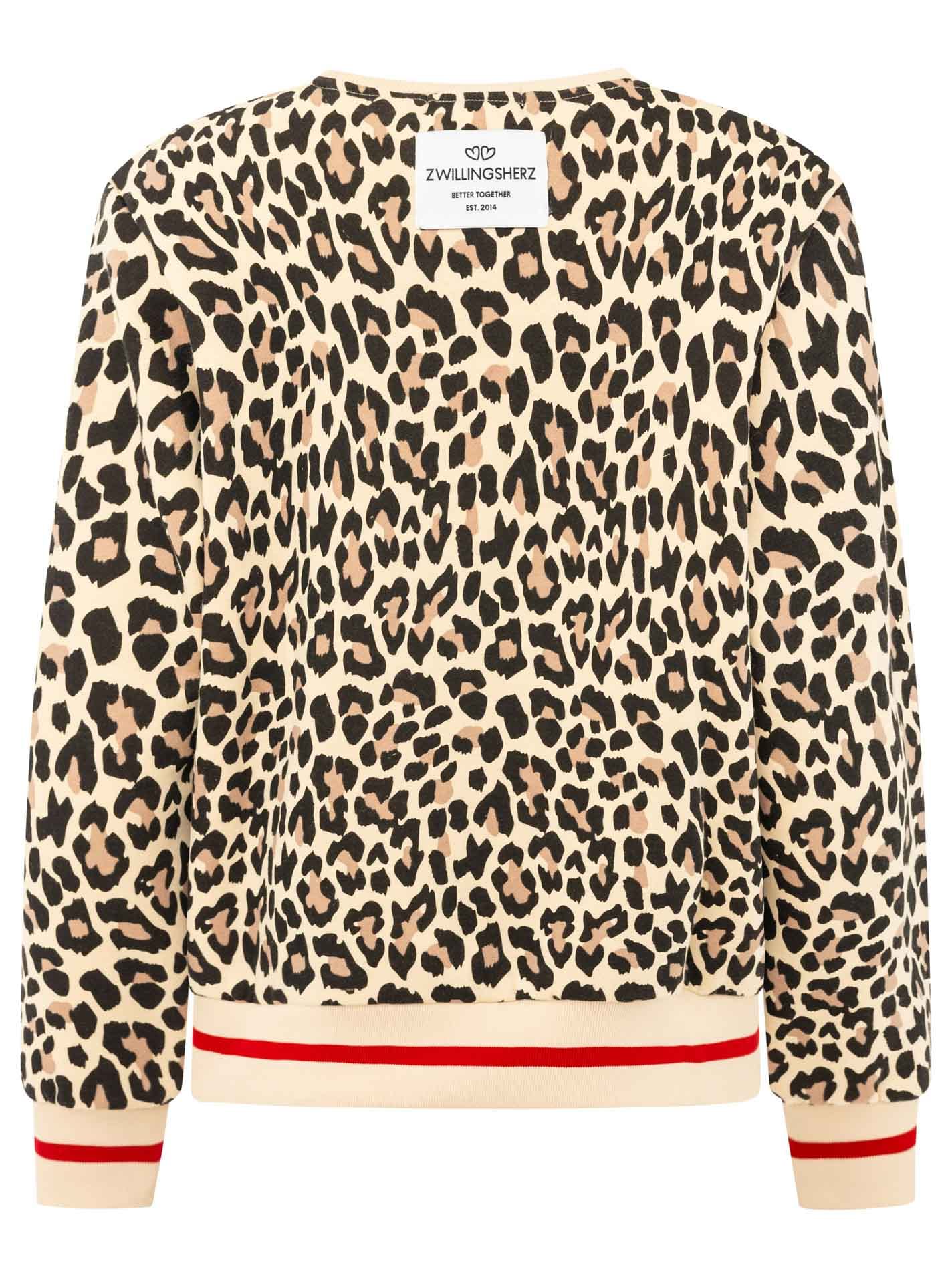 Zwillingsherz Sweatshirt ""Leo Love"", Mini Me, Rundhals, elastische Bündchen, Leo-Allover, Herzpatch