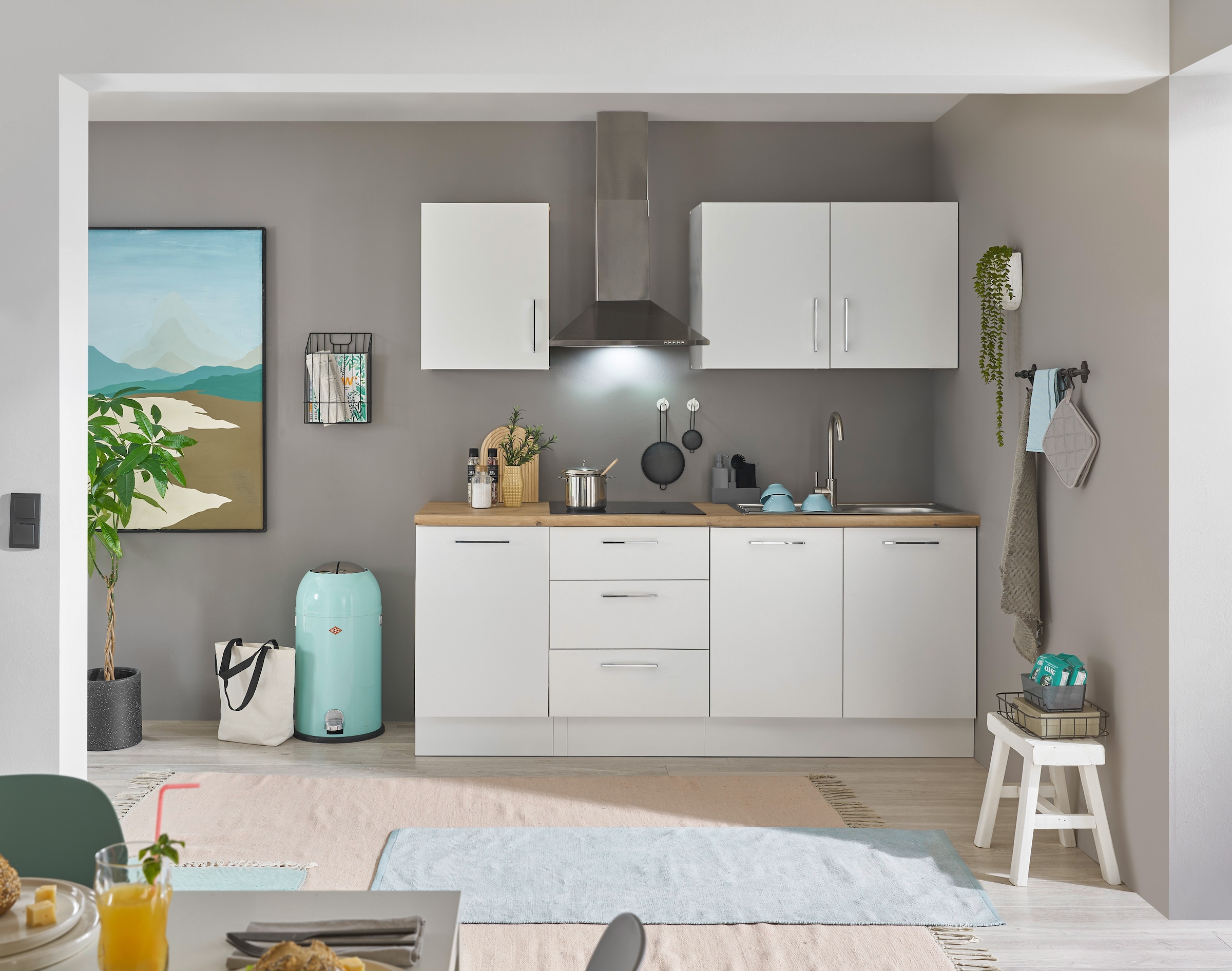 BASIC by Balculina Küchenzeile »Turin«, Breite 210 cm, ohne E-Geräte, mit Soft-Close-Funktion