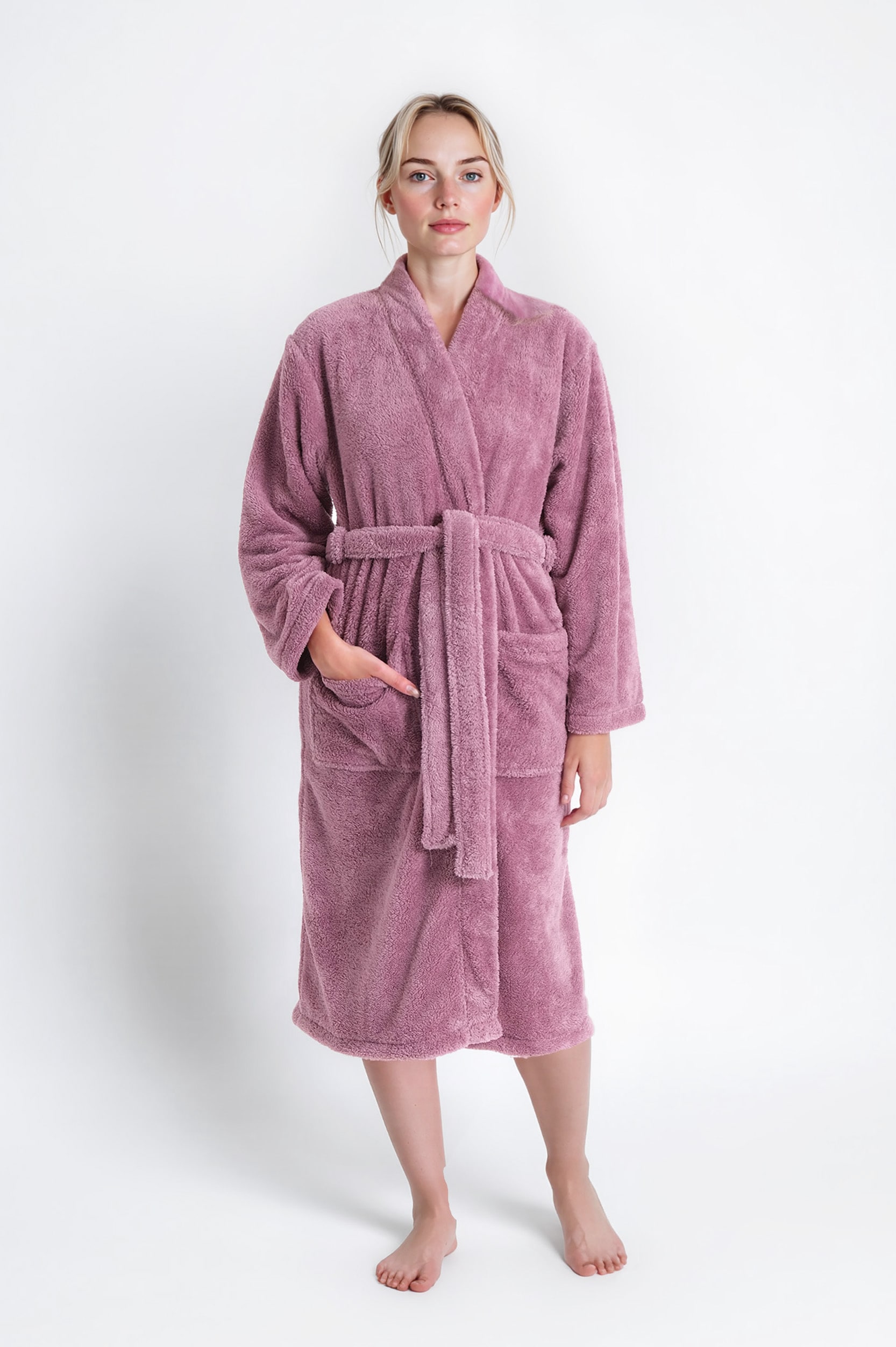 my home Unisex-Bademantel »Lillou Kimono, ideal für Sauna & Spa, Hotelbademantel, Morgenmantel«, (1 St.), kuschelig weicher Fleece, für Damen und Herren, XS-3XL