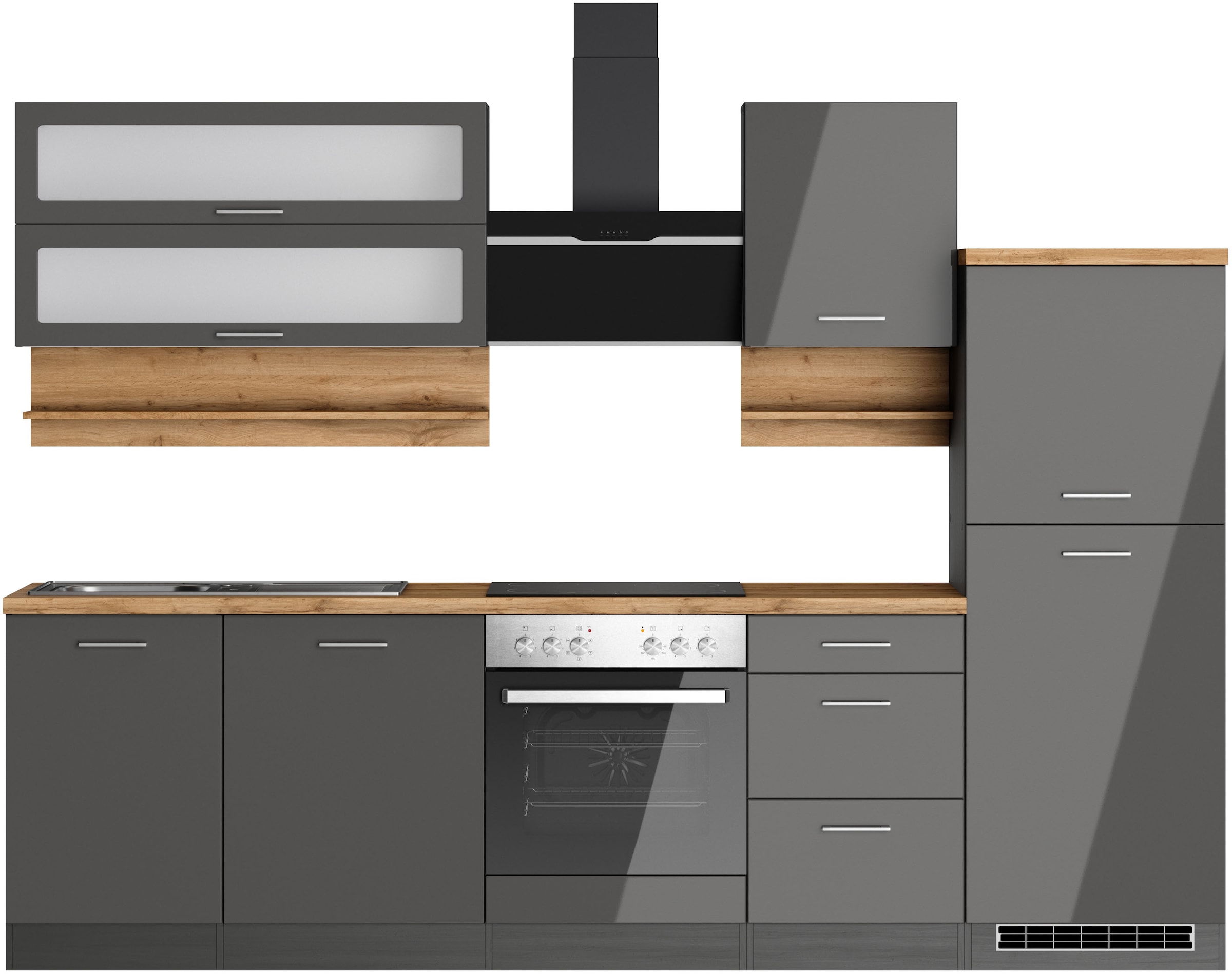 KOCHSTATION Küchenzeile "KS-Milan", 280 cm breit, robuste Metallauszüge, vi günstig online kaufen