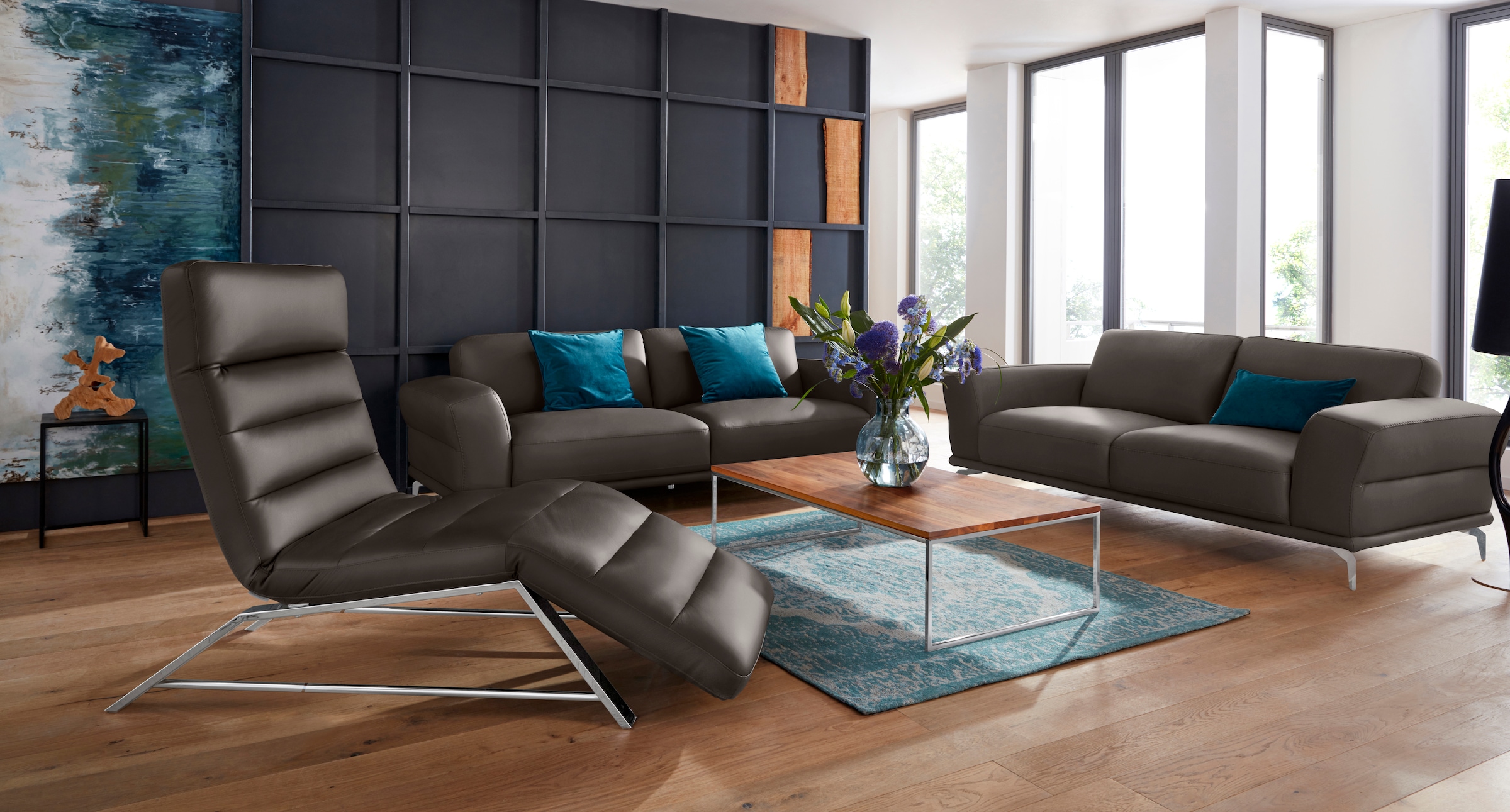 W.SCHILLIG 2,5-Sitzer »montanaa«, mit Metallfüßen in Chrom glänzend, Breite 212 cm