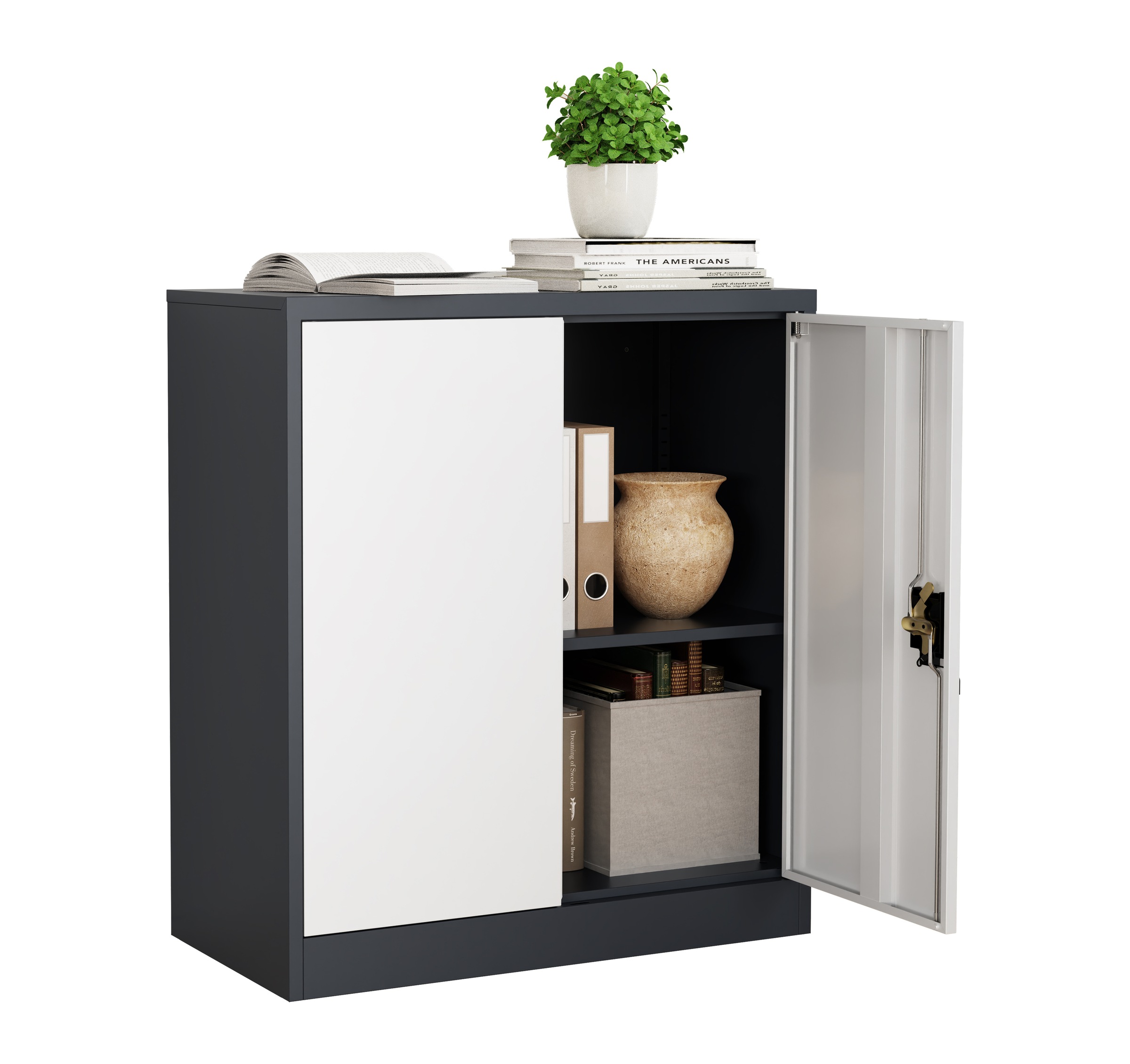 Aktenschrank VCM, B:80cm T:40cm, weiß, Obermaterial: 100% Metall MT., Büro, Schränke, "Büroschrank Stahlschrank abschließbar Malivo 2fach"