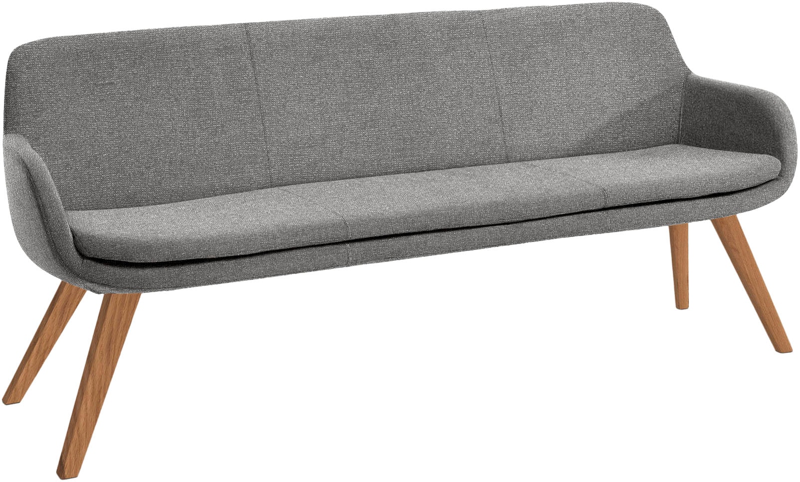 Essbank MUSTERRING, B:180cm H:87cm T:66cm, grau, 100% PES, Küche, Sitzbänke, "Tavia", Stativgestell Wildeiche massiv geölt, Breite 180, 200 oder 220