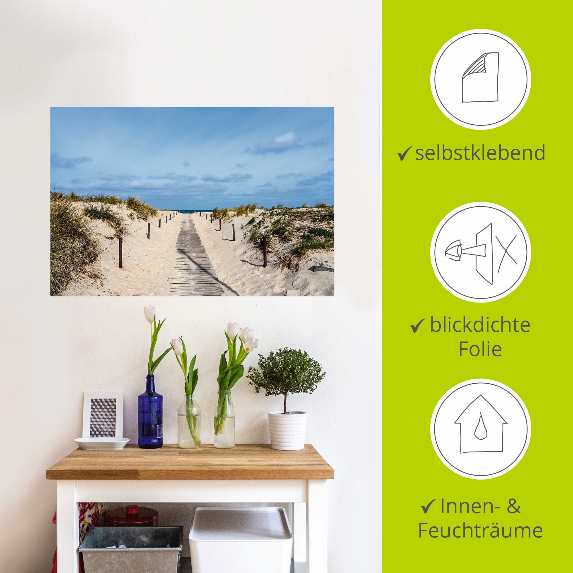 Artland Wandbild »Strandaufgang an Küste der Ostsee«, Strandbilder, (1 St.), als Alubild, Outdoorbild, Leinwandbild, Poster, Wandaufkleber