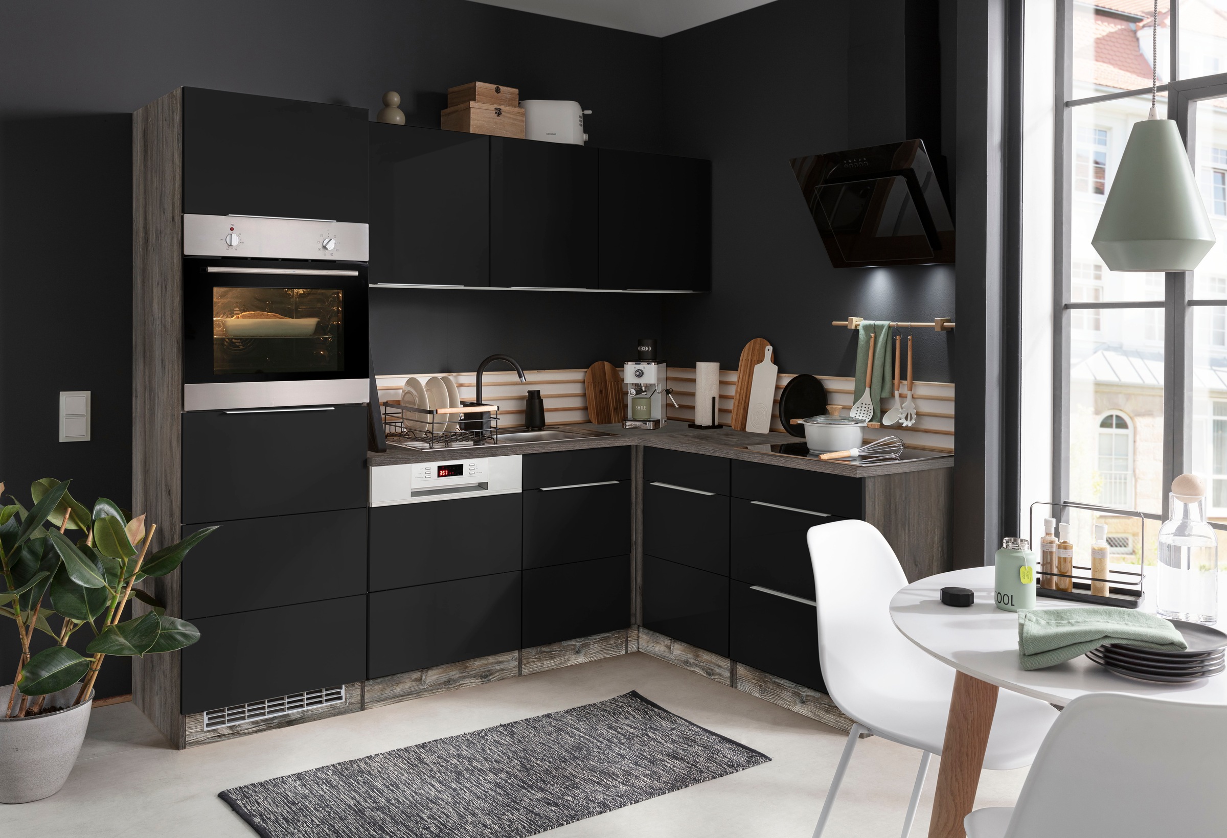 KOCHSTATION Winkelküche »KS-Brindisi Stellbreite 230/170 cm«, wahlweise mit E-Geräten und Induktion, mit MDF-Fronten