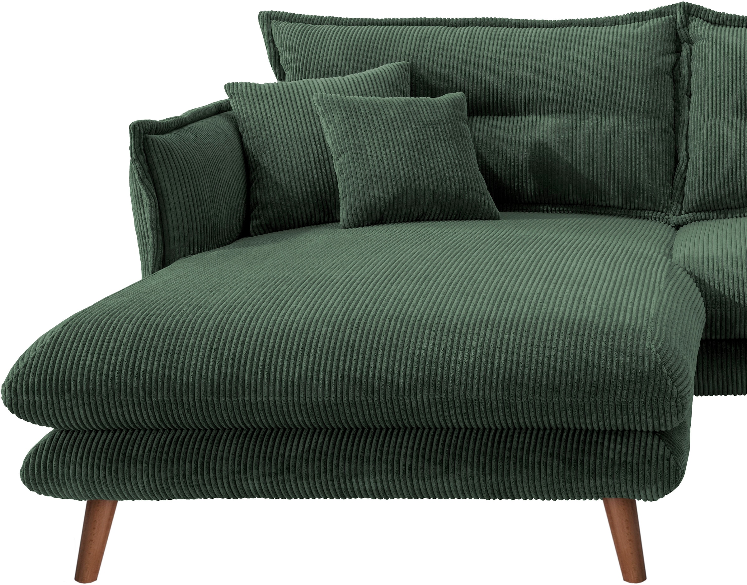 INOSIGN Ecksofa »Lazio modern und bequem, schmale Armlehnen, tolle Detailverarbeitung«, zwei verschiedene Fußfarben wählbar