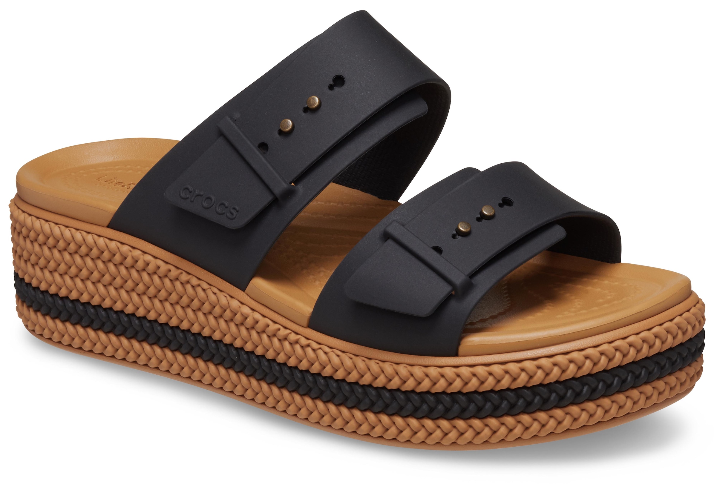 Crocs Keilpantolette "Brooklyn Woven Buckle", Freizeitschuh mit Plateausohle