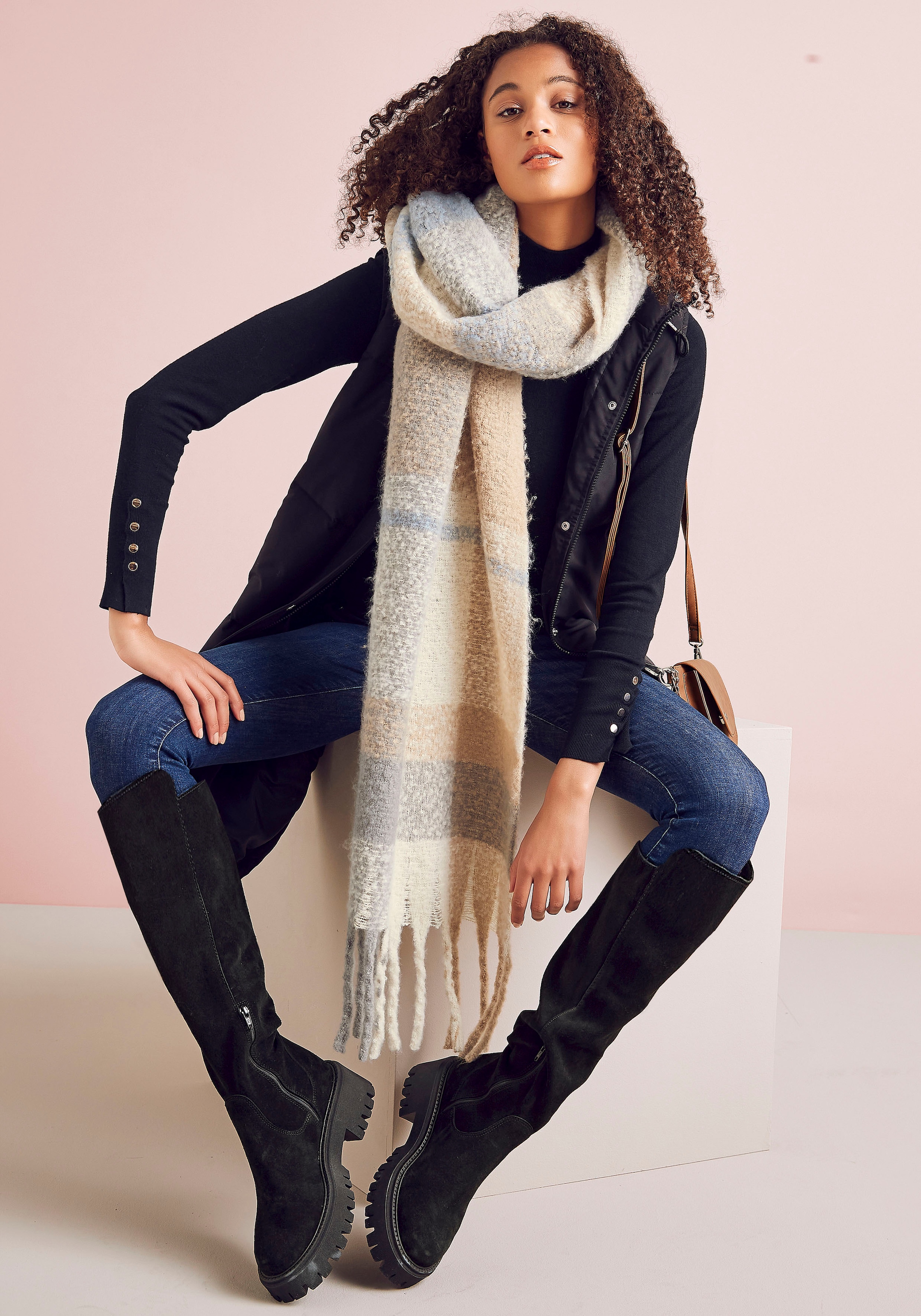 LASCANA Schal "Fransenschal", weicher Winterschal, Damenschal, Modeschal, X günstig online kaufen