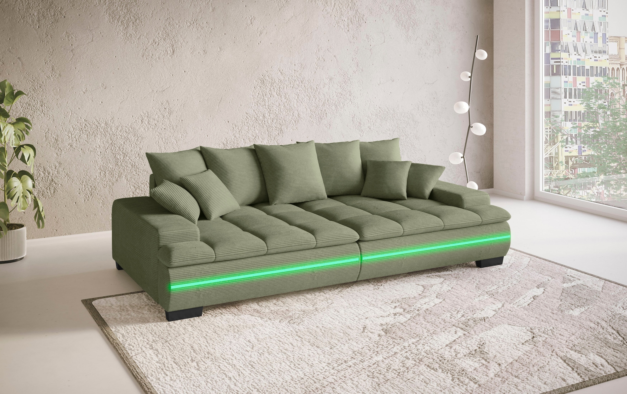 Mr. Couch Big-Sofa »Haiti II RGB-LED«, RGB-LED Beleuchtung, mit Handwerklich gearbeiteter Komfort-Steppung