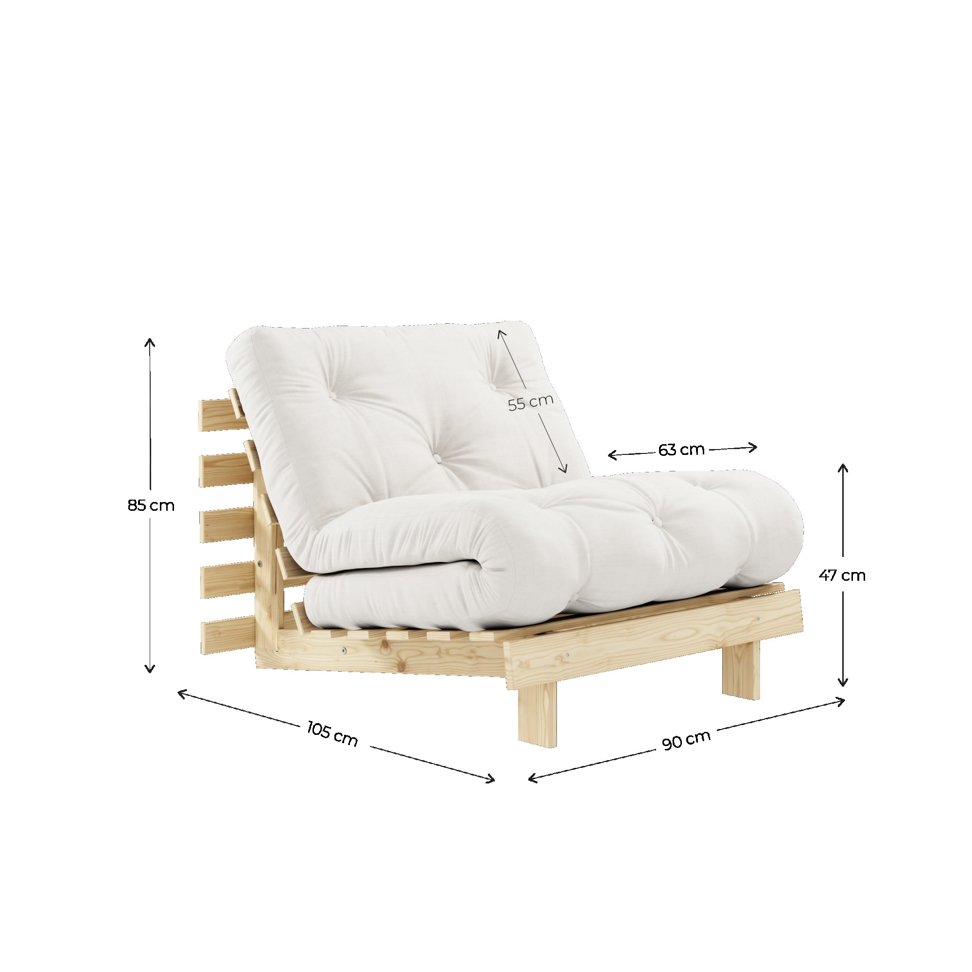Karup Design Daybed »Roots Schlafsofa, Gästebett, Sofa inkl. Futonmatratze«, Liegefläche 90/140/160 x200 cm, FSC® zertifizierte Kiefer