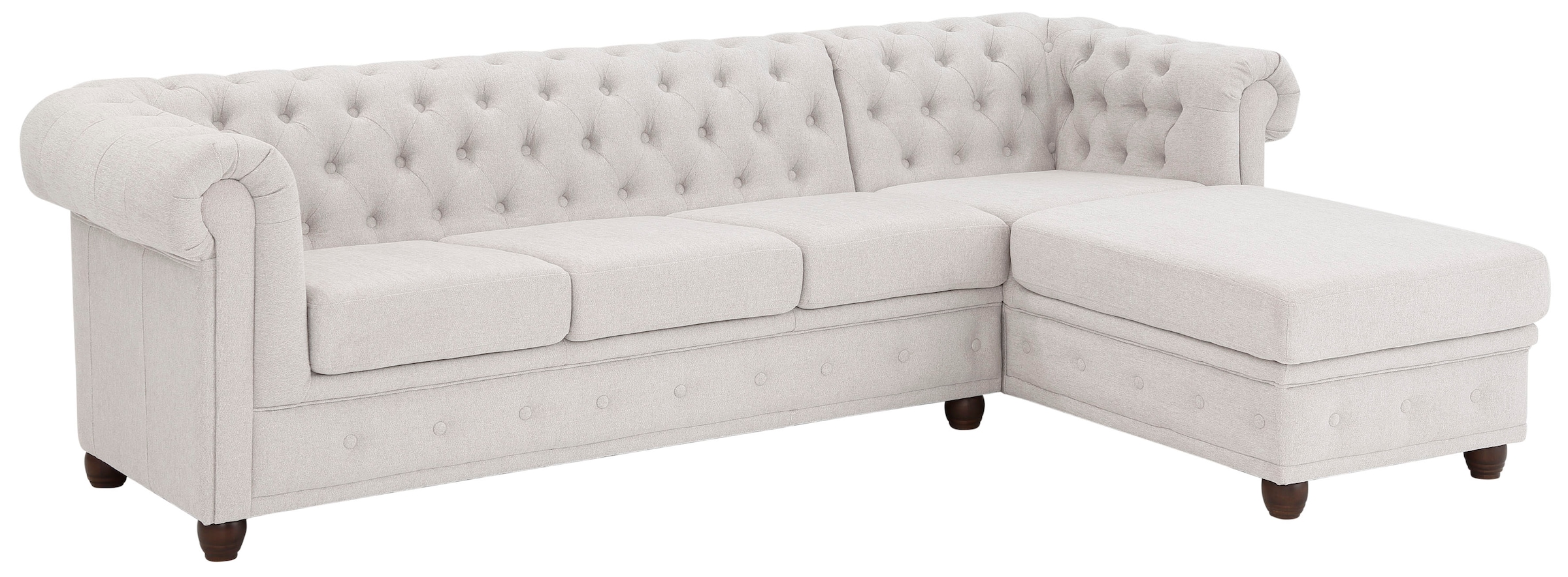 Home affaire Chesterfield-Sofa »New Castle L-Form«, hochwertige Knopfheftung in Chesterfield-Design, B/T/H: 255(171/72)