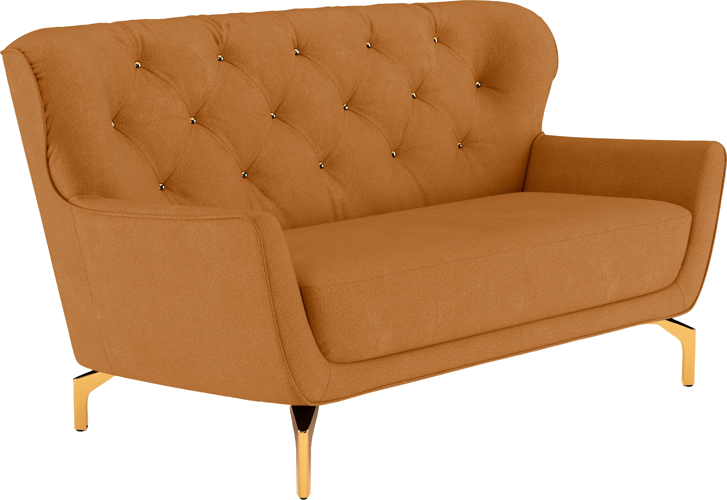 sit&more 2-Sitzer »Orient 3«, inkl. 2 Zierkissen mit Strass-Stein, goldfarbene Metallfüße
