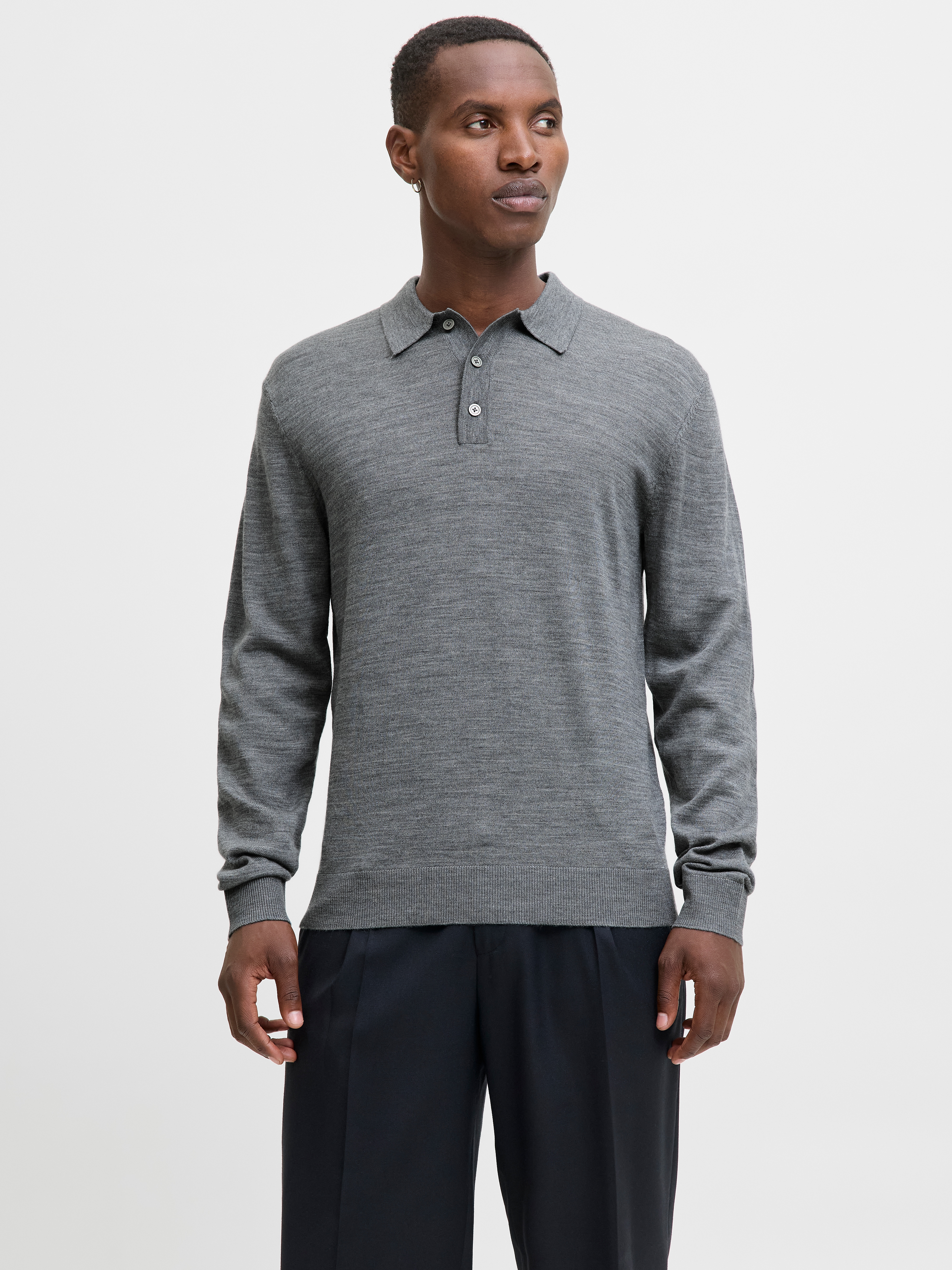Jack & Jones Polokragenpullover "JPRBLAMERINO KNIT POLO" Wolle, regular fit