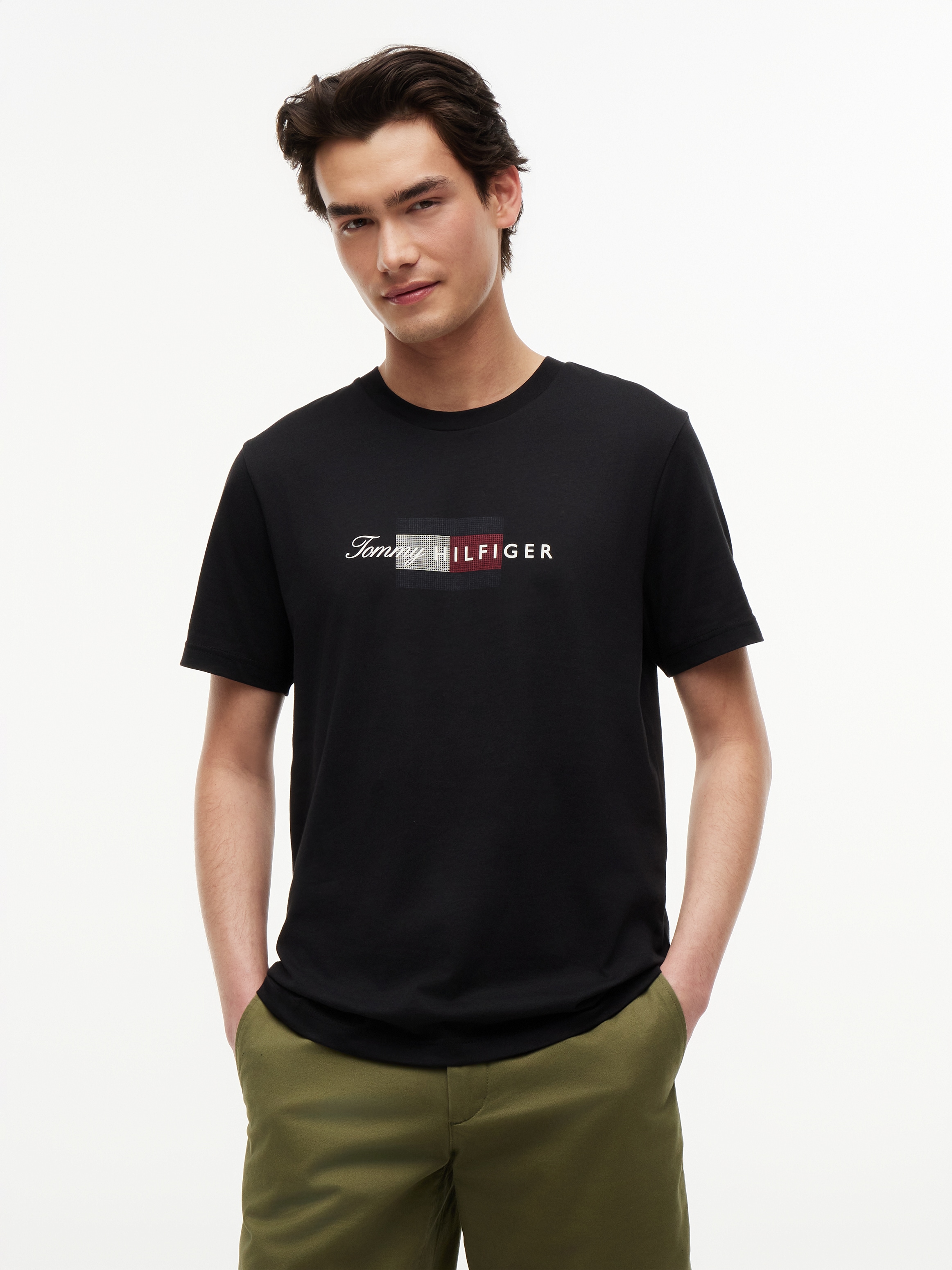 Tommy Hilfiger T-Shirt "SCRIPT FLAG REGULAR TEE" aus Jersey mit Flag-Grafik