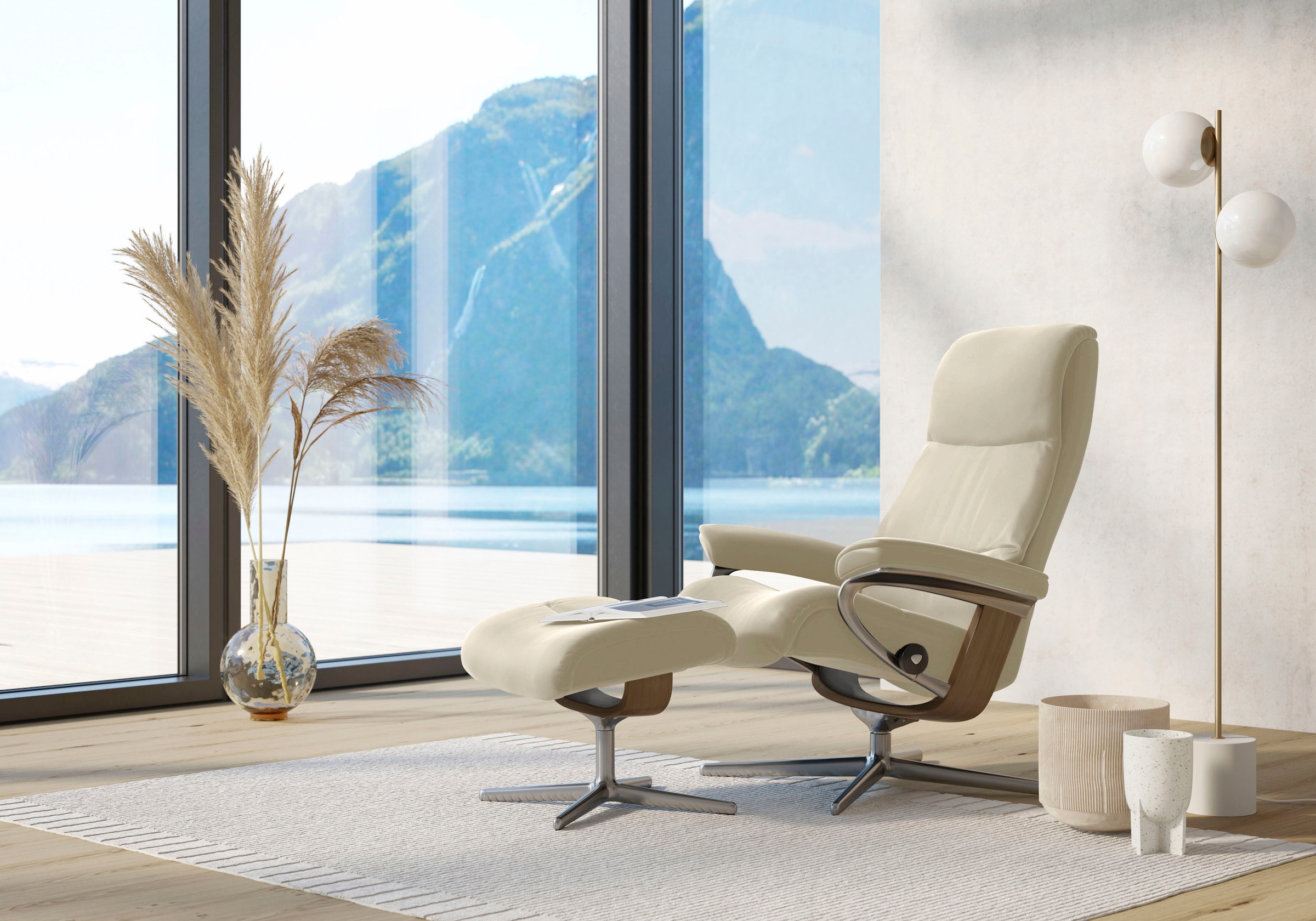 Stressless Fußhocker "View", mit Cross Base, Größe S, M & L, Holzakzent Eiche