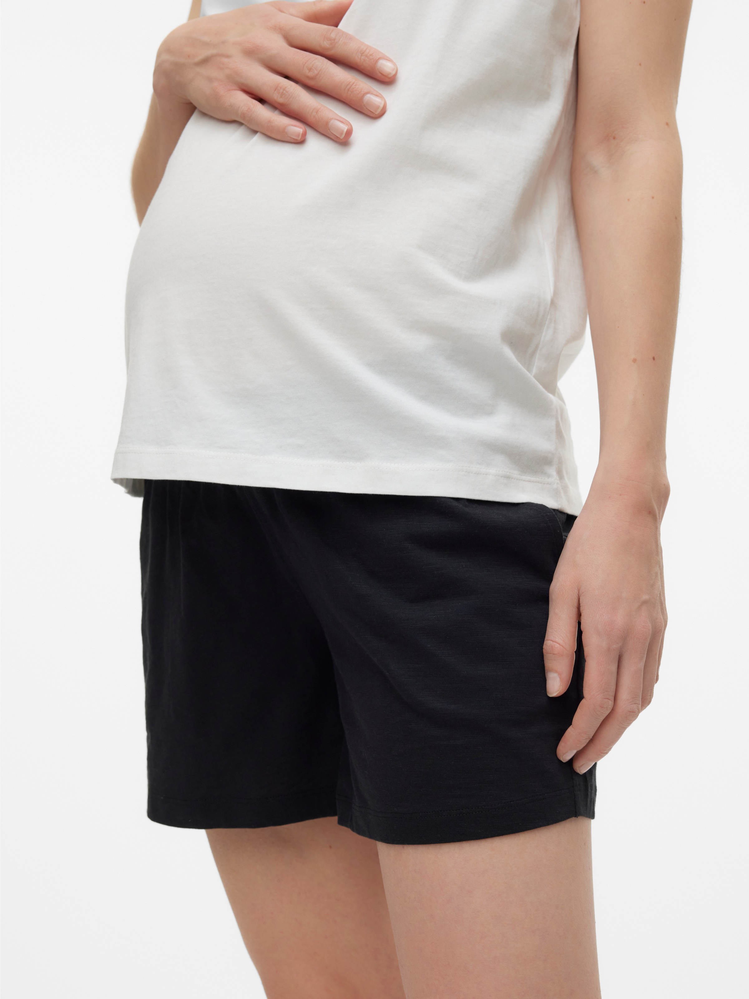 Umstandsshorts MAMALICIOUS "MLIVY JERSEY SHORTS NOOS", Damen, Gr. M (38), N-Gr, schwarz, Jersey, Obermaterial: 100% Baumwolle, unifarben, loose fit kurz, Hosen 2