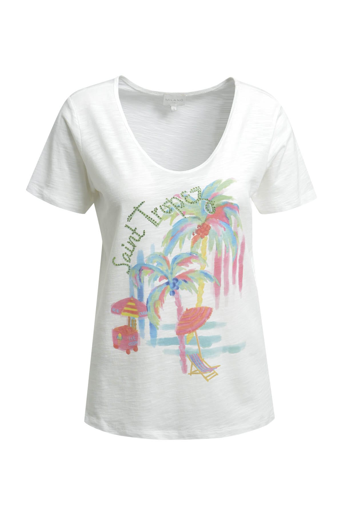 Milano Italy V-Shirt mit Glitzersteinchen