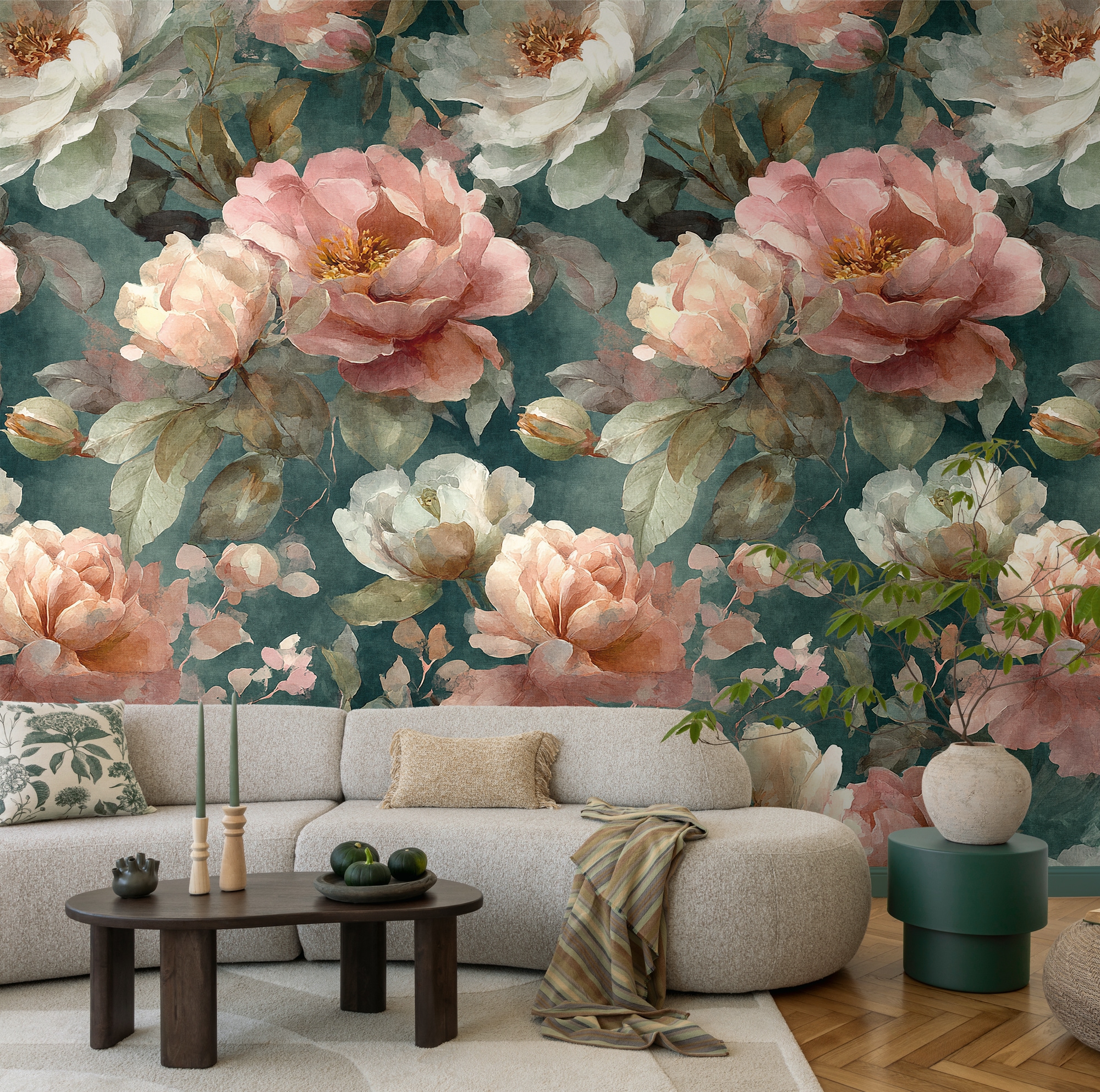 living walls Fototapete "The Wall 4 Flowers – Malerische Blumenblüten Vlies-Fototapete" botanisch floral matt leicht strukturiert Malerische Blumenblüten mit natürlicher Tiefenwirkung