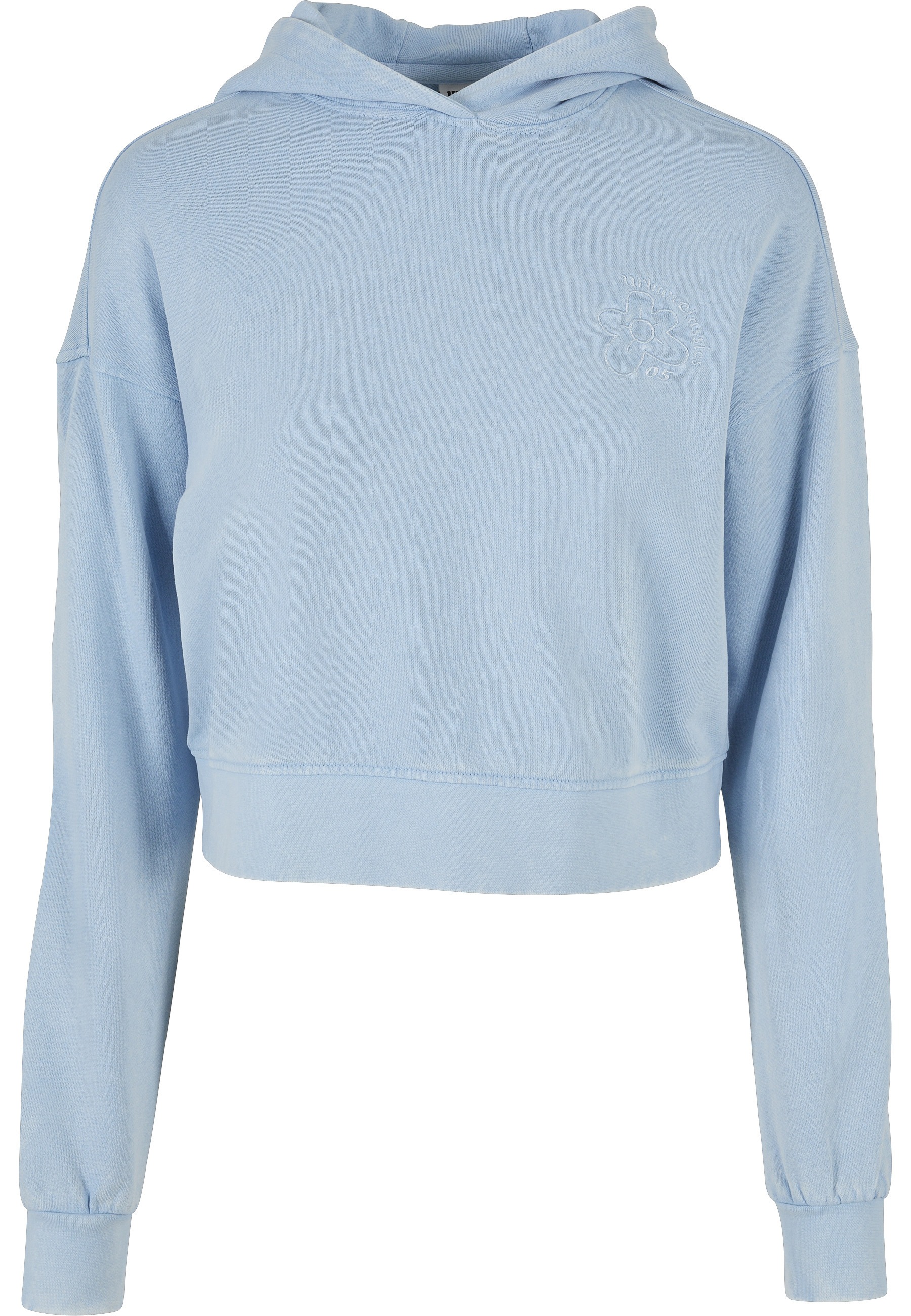 URBAN CLASSICS Rundhalspullover "Urban Classics Damen Ladies Short Flower Embroidery Terry Hoody" 1 Stk.