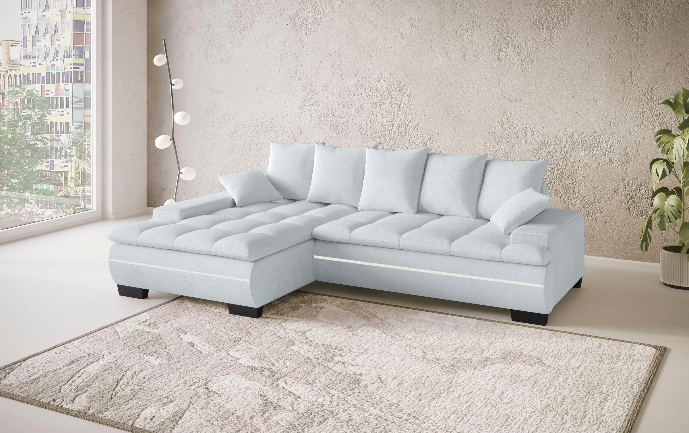 Mr. Couch Ecksofa »Haiti II, L-Form«, RGB-LED Beleuchtung, Kaltschaum, wahlweise mit Bett, Bettkasten