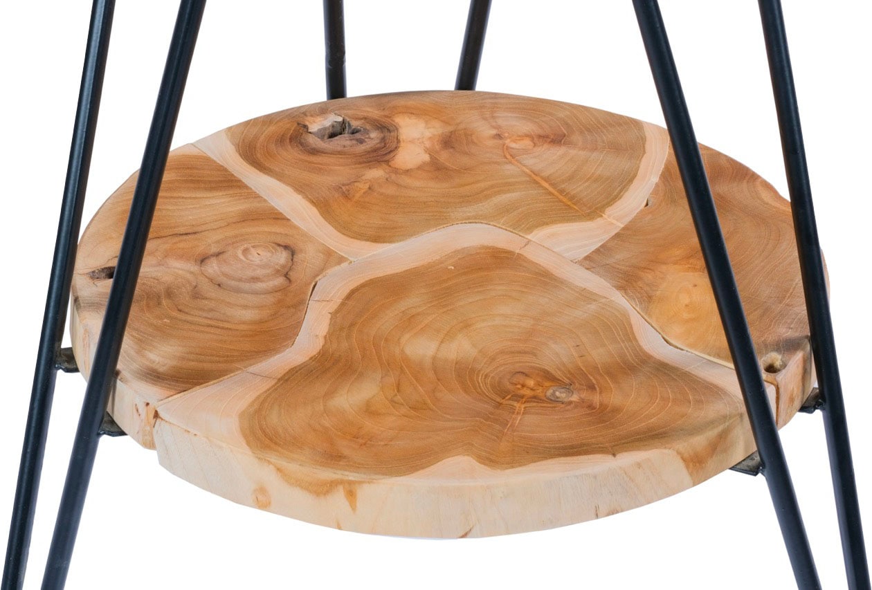 Kayoom Beistelltisch »Woodstock 225, Beistelltisch in Natur-Optik,hochwertiges Teakholz«, (1 St.), Hochwertiges Teakholz, Handarbeit, Abstand Tischplatte: 23 cm