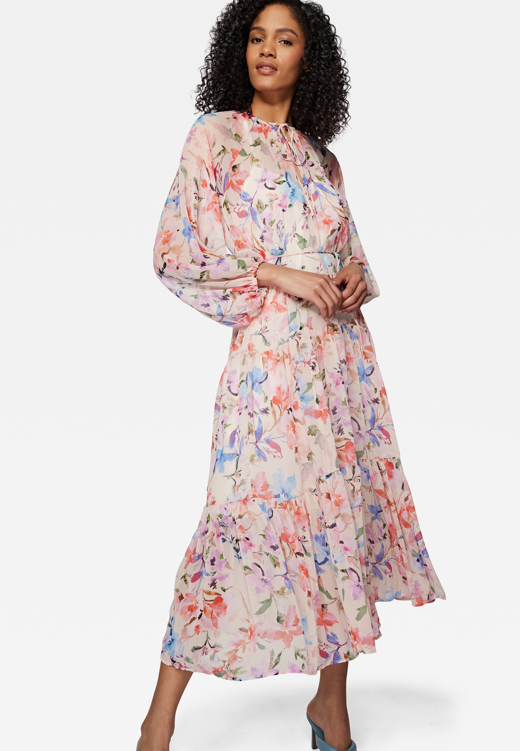 Mavi Maxikleid »LONG DRESS«, Maxi Rüschenkleid