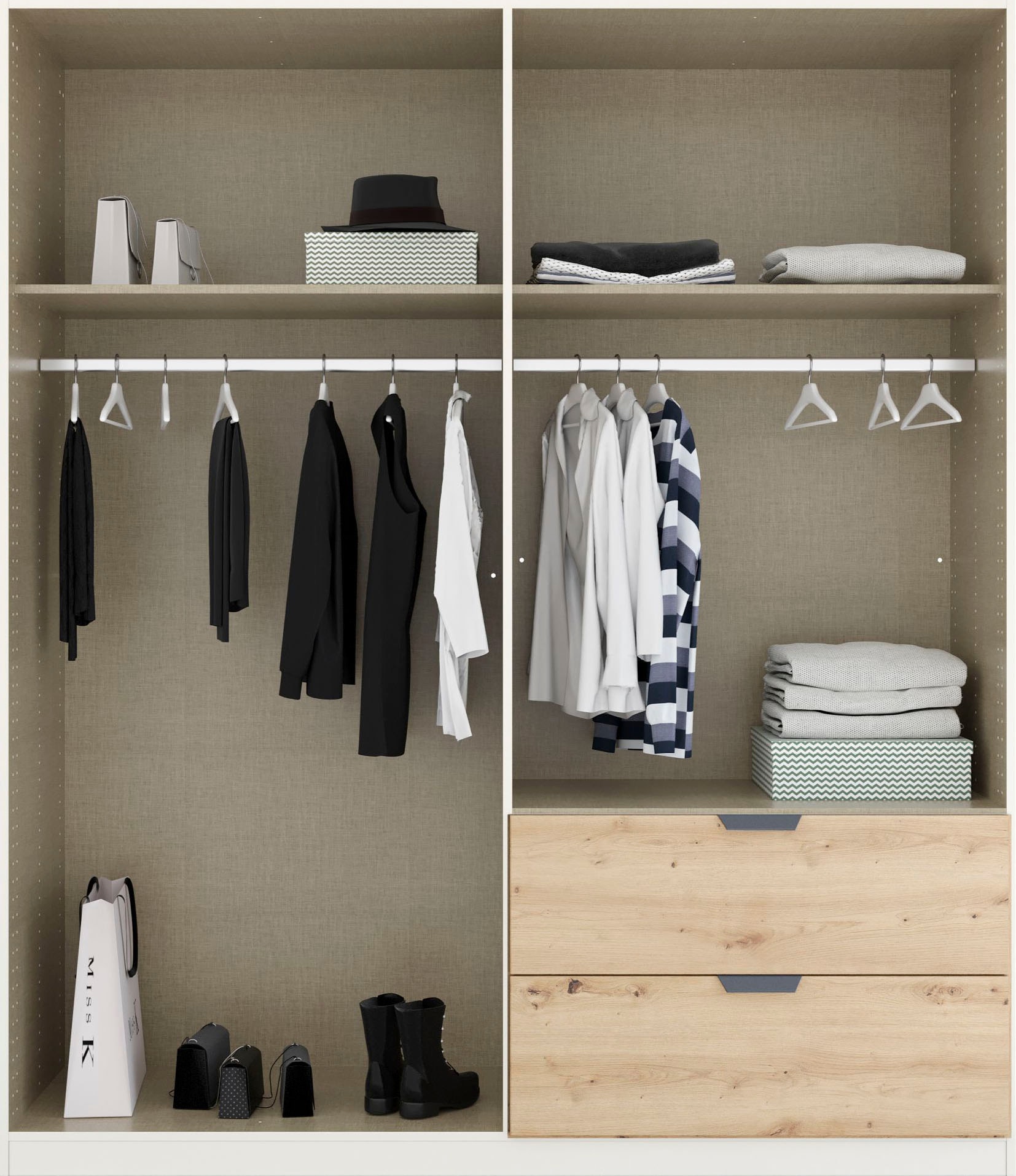 rauch Drehtürenschrank »Dark&Wood by Quadra Spin«, im Industrial Style mit Metallgriffstangen
