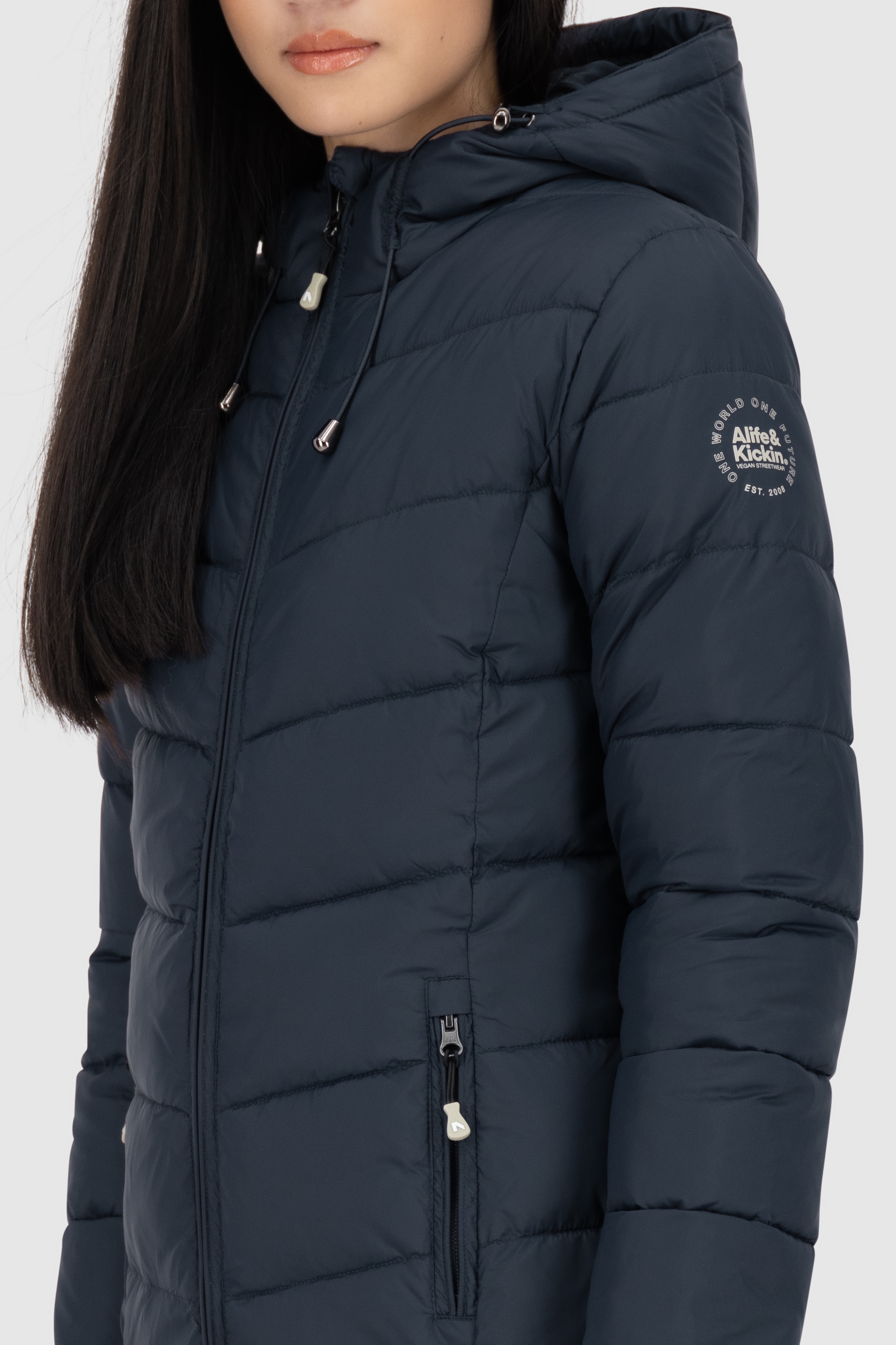 Alife & Kickin Steppjacke »Damen FrancesAK A«, mit Kapuze, Ultraleichter Damen Steppmantel Kapuze mit regulierbarem Gummiband