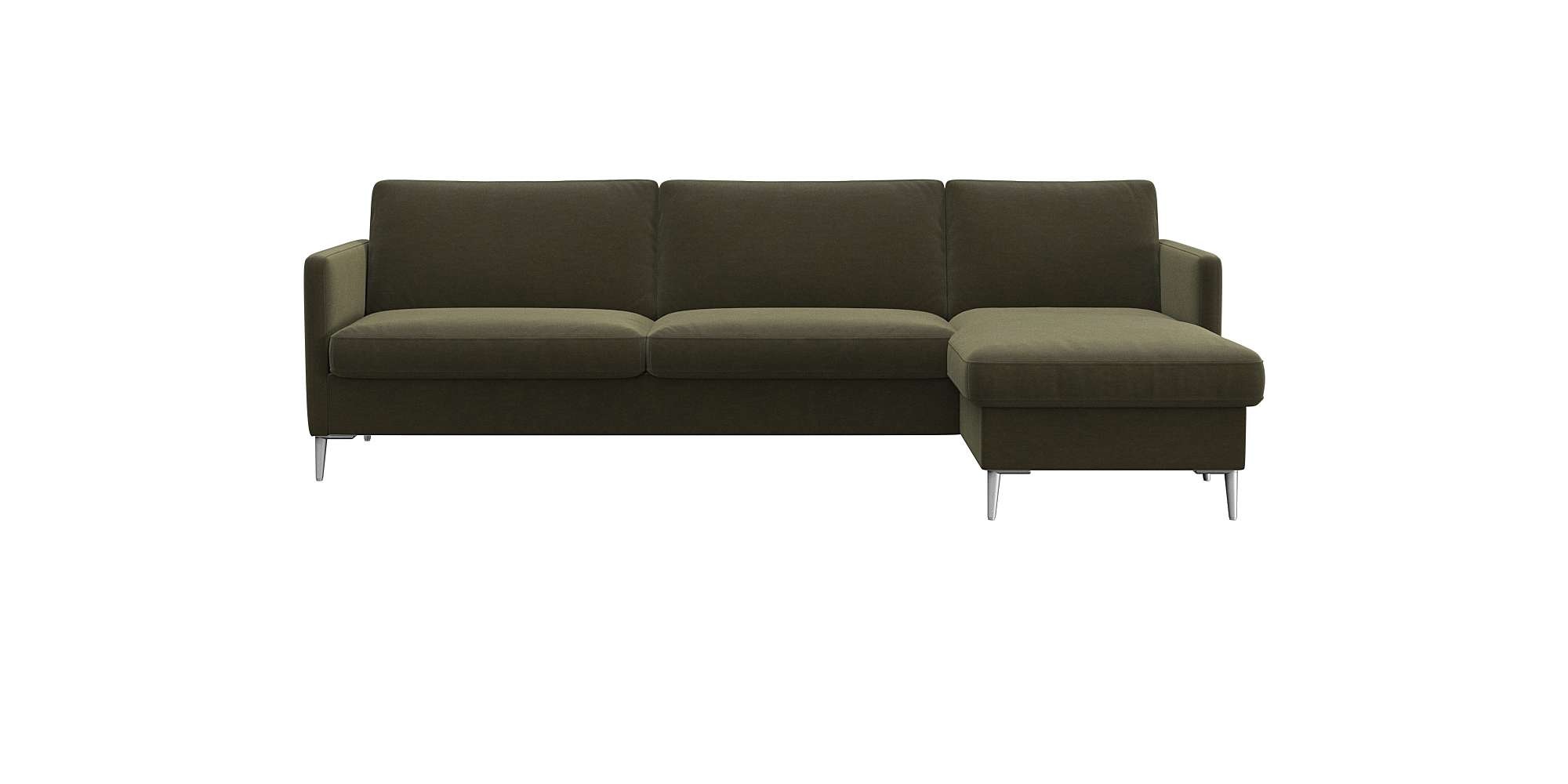 FLEXLUX Ecksofa "Fiore, super Sitzkomfort durch Kaltschaum im Sitz, L-Form" schmale Armlehnen, Füße Alu