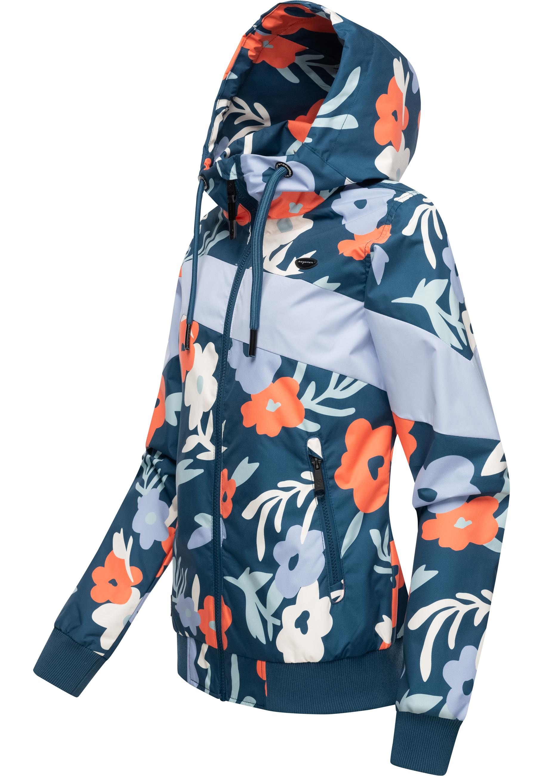 Ragwear Outdoorjacke »Nuggie Block Flower«, mit Kapuze, modische Damen Freizeitjacke mit floralem Print
