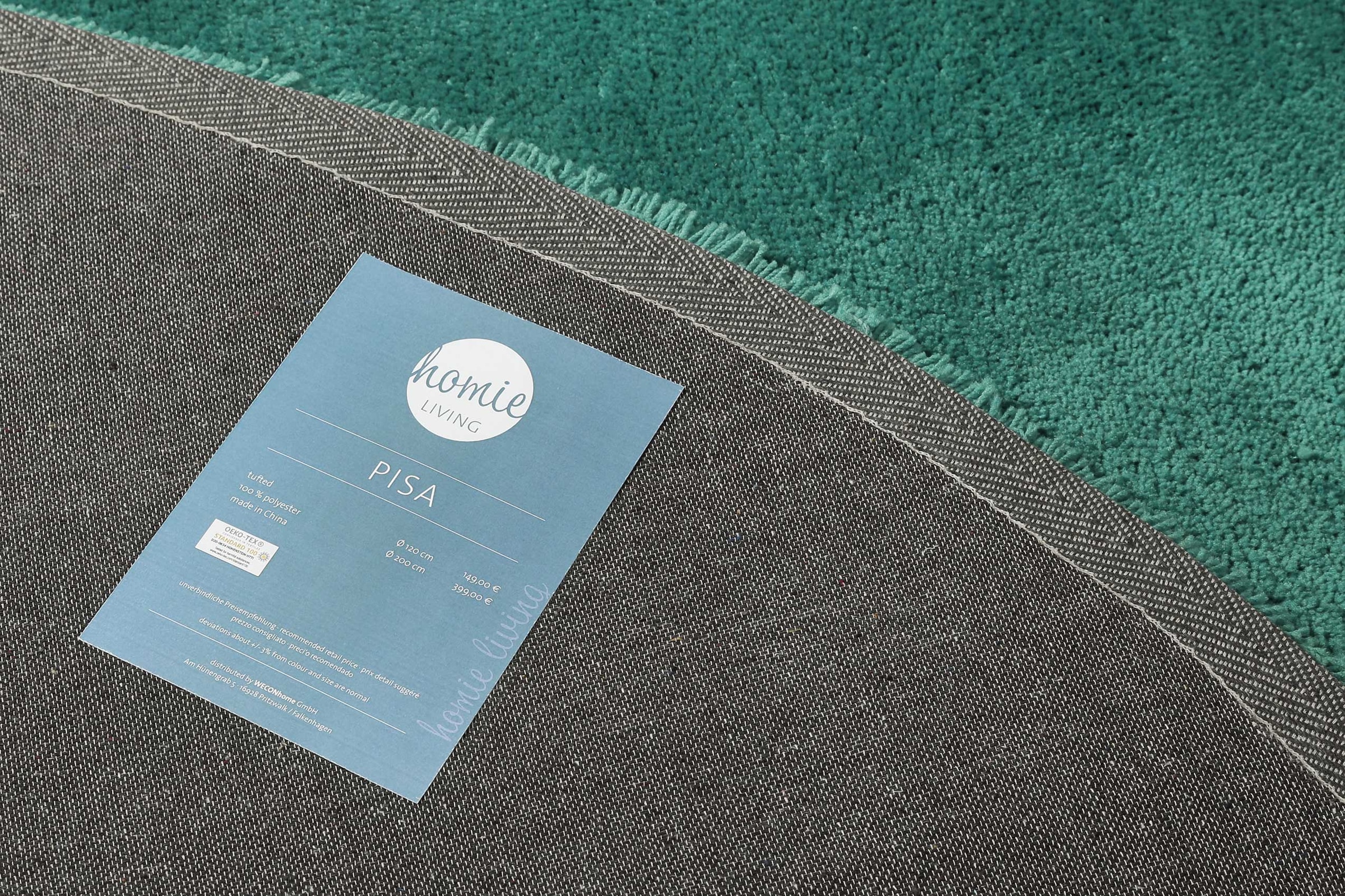 Homie Living Teppich »Pisa«, rund, 25 mm Höhe, Hochflor, Microfaser, uni, weich, Shaggy, Wohnzimmer, Schlafzimmer