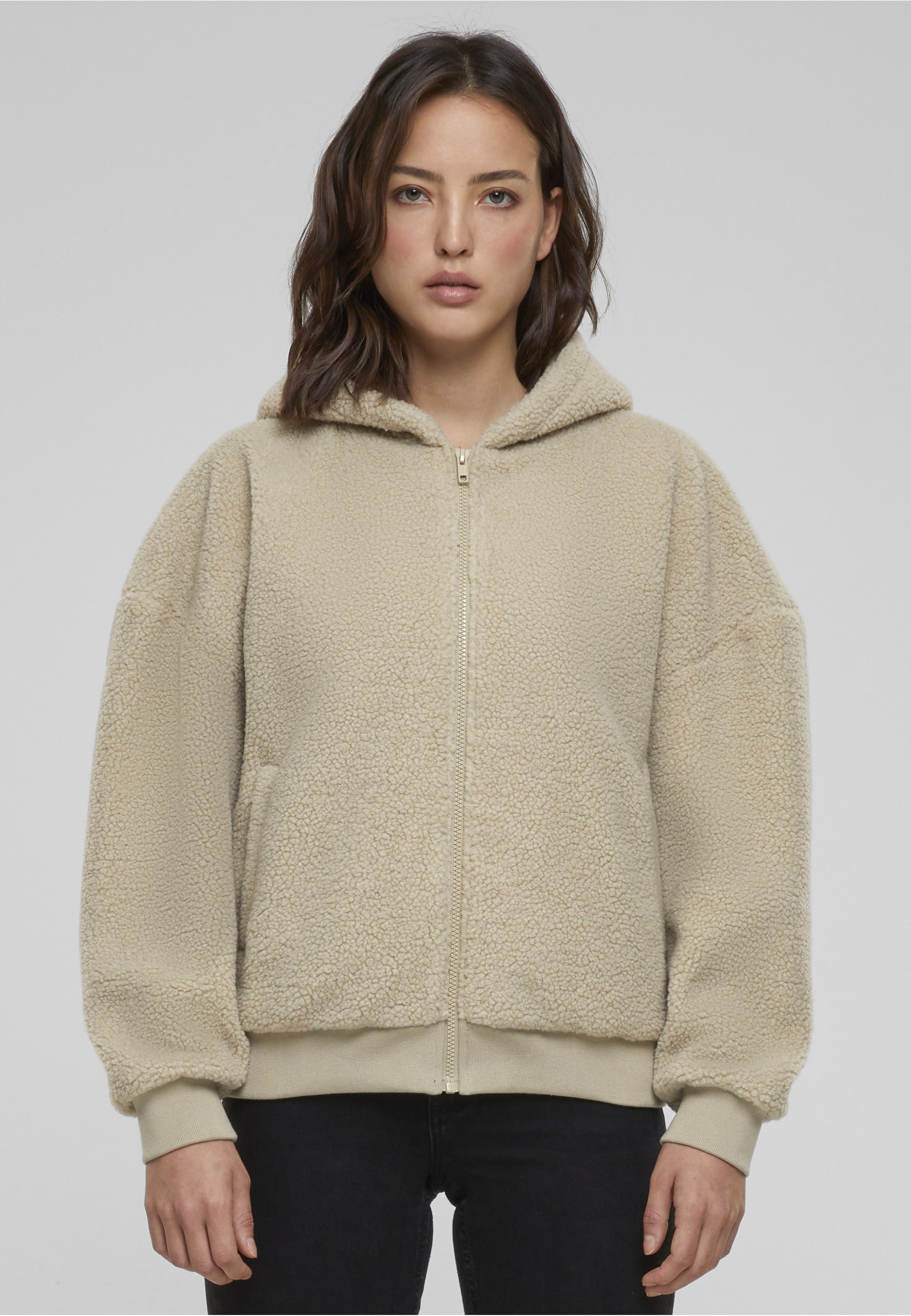 URBAN CLASSICS Sweatjacke »Urban Classics Damen Ladies Oversized Sherpa Zip Hoody«
