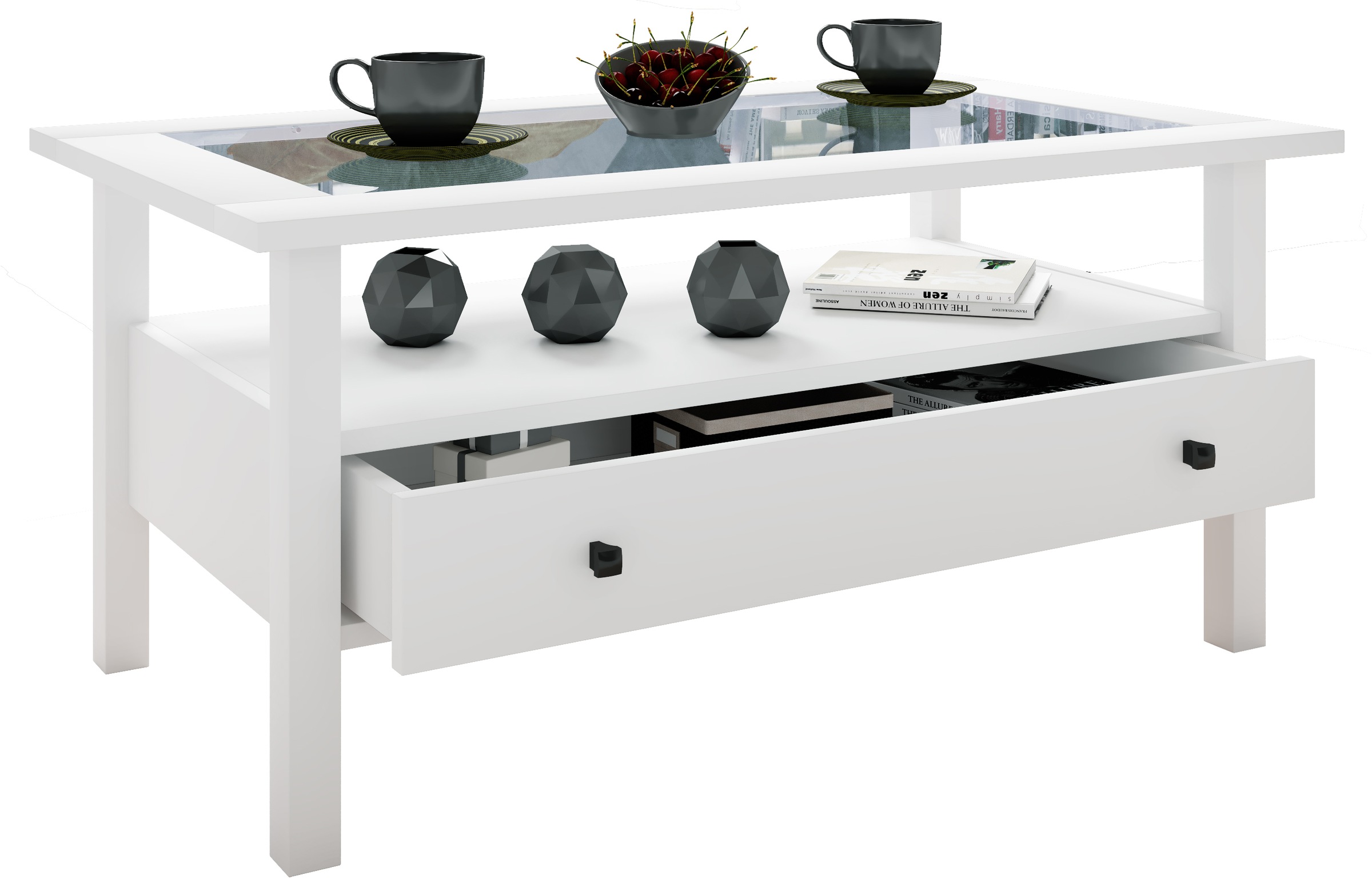 Couchtisch VCM, B:90cm T:54cmweiß, Wohnzimmer, Tische, "Holz Sofatisch Couchtisch Schublade Lingis L"