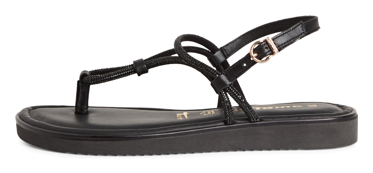 Tamaris Riemchensandale, Plateau, Sandalette, Sommerschuh mit glänzenden Strasssteinchen