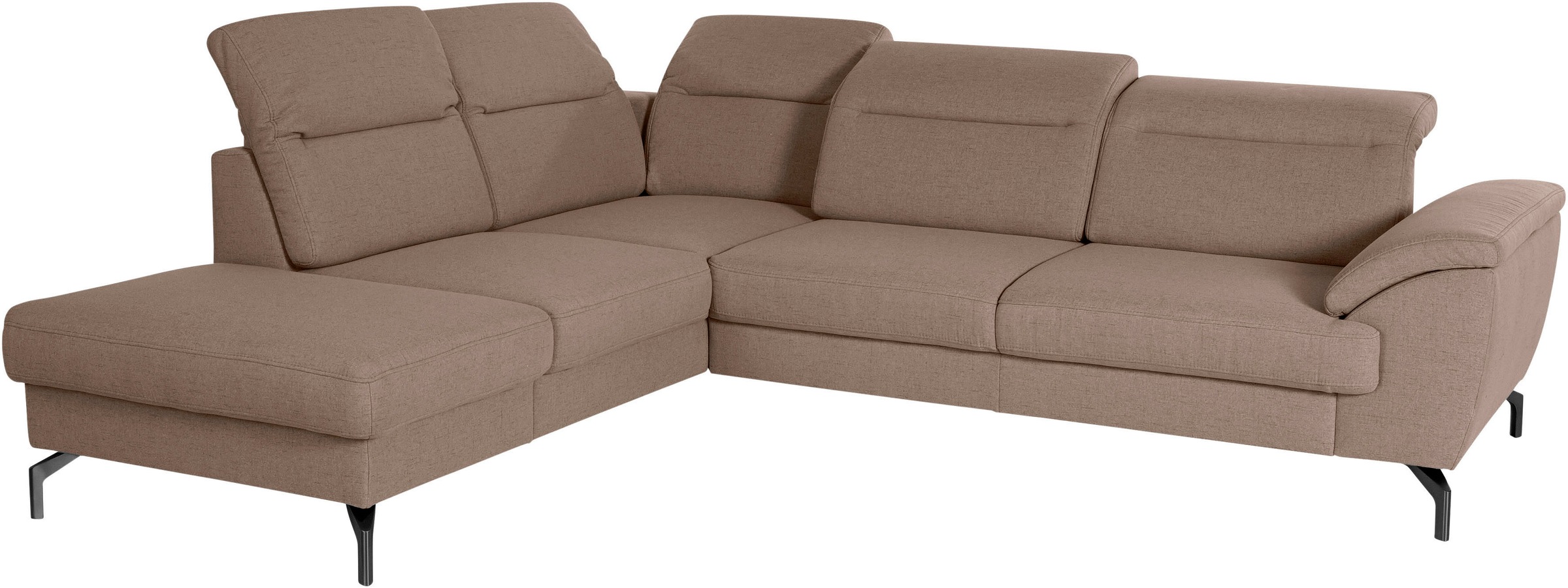 sit&more Ecksofa »Percy L-Form«, 15 cm Fußhöhe, Sitztiefenverstellung, wahlweise in 2 Fußfarben
