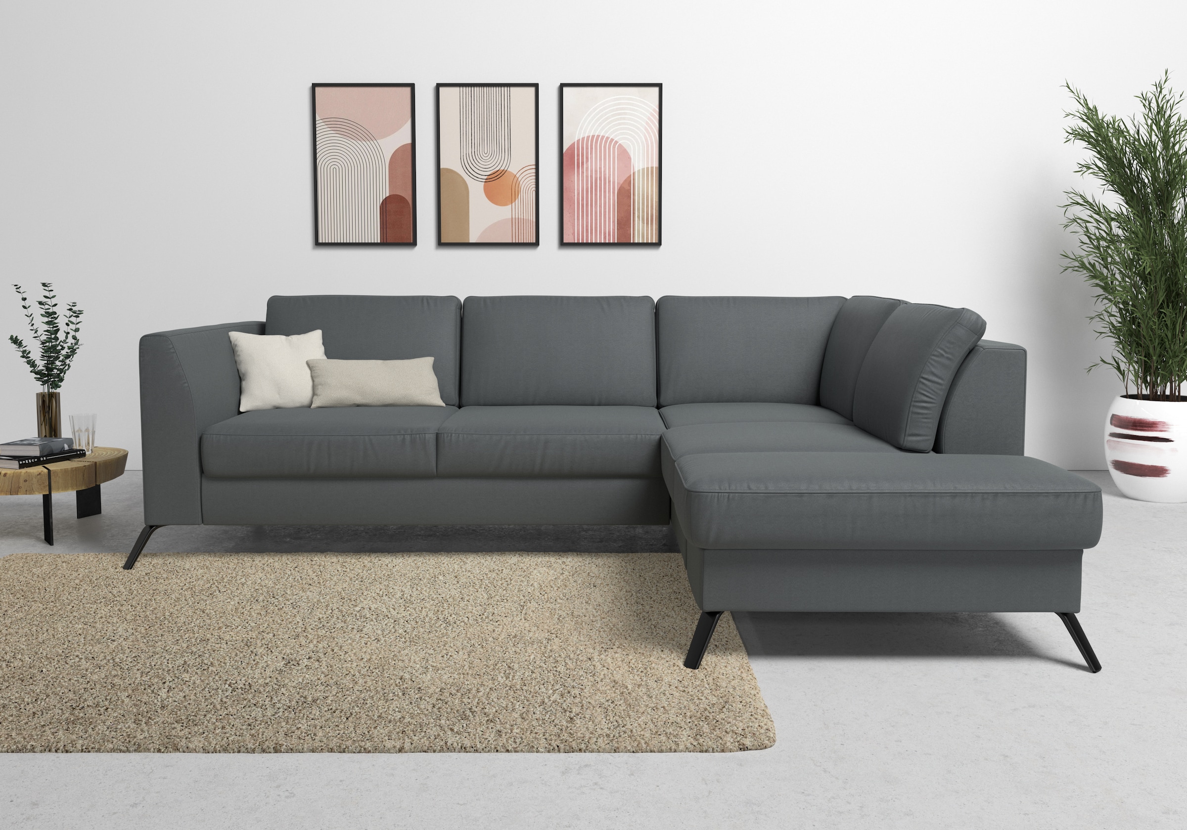 sit&more Ecksofa "Olsen L-Form" inklusive Sitztiefenverstellung, optional Schlaffunktion, 15cm hoch