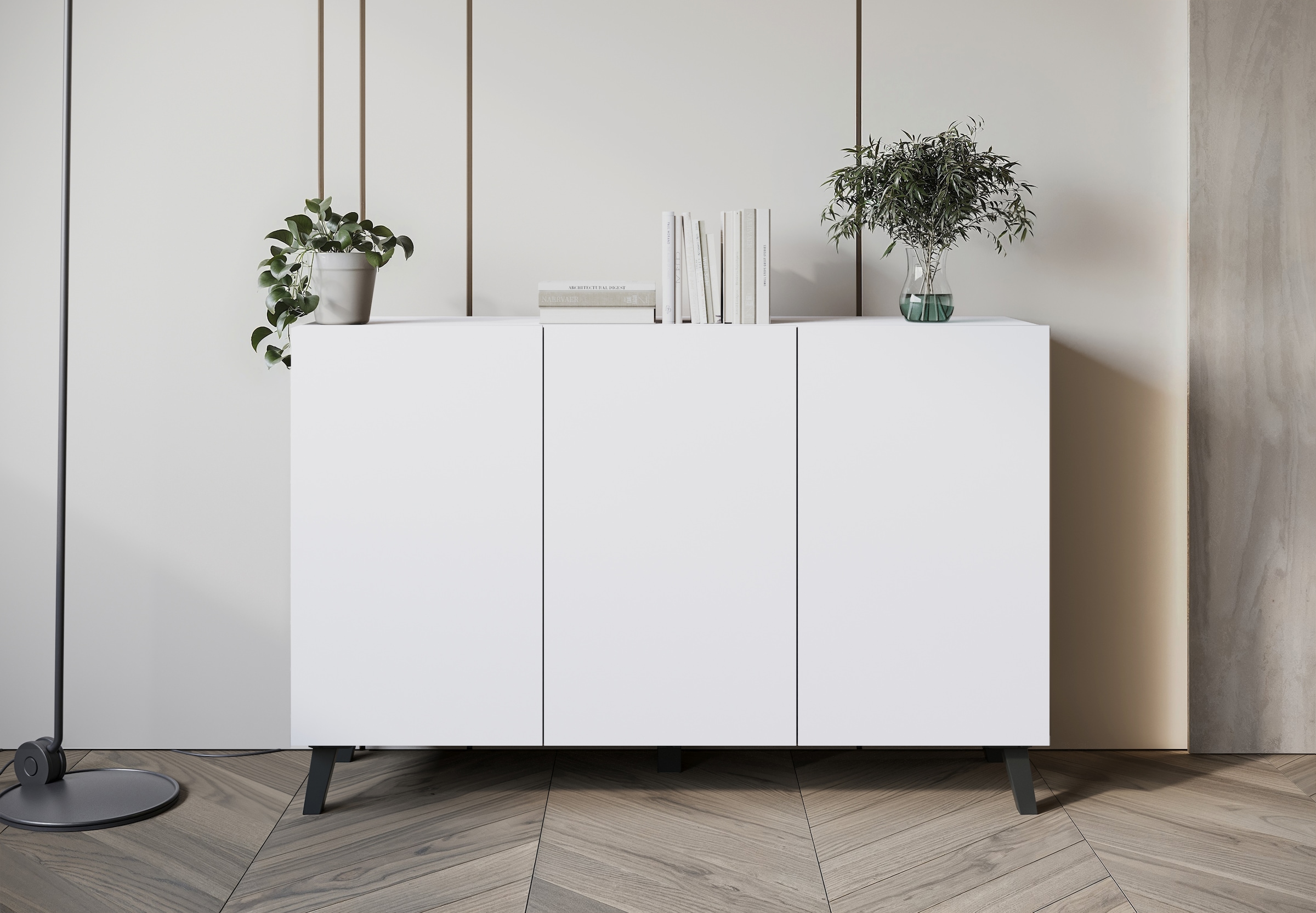 Home affaire Sideboard »SIDEBOARD PHUKET II, Stilvolle, grifflose Kommode, Breite 120cm« 1 Stk. tlg. Mit 6 Fächern und höhenverstellbaren Einlegeböden