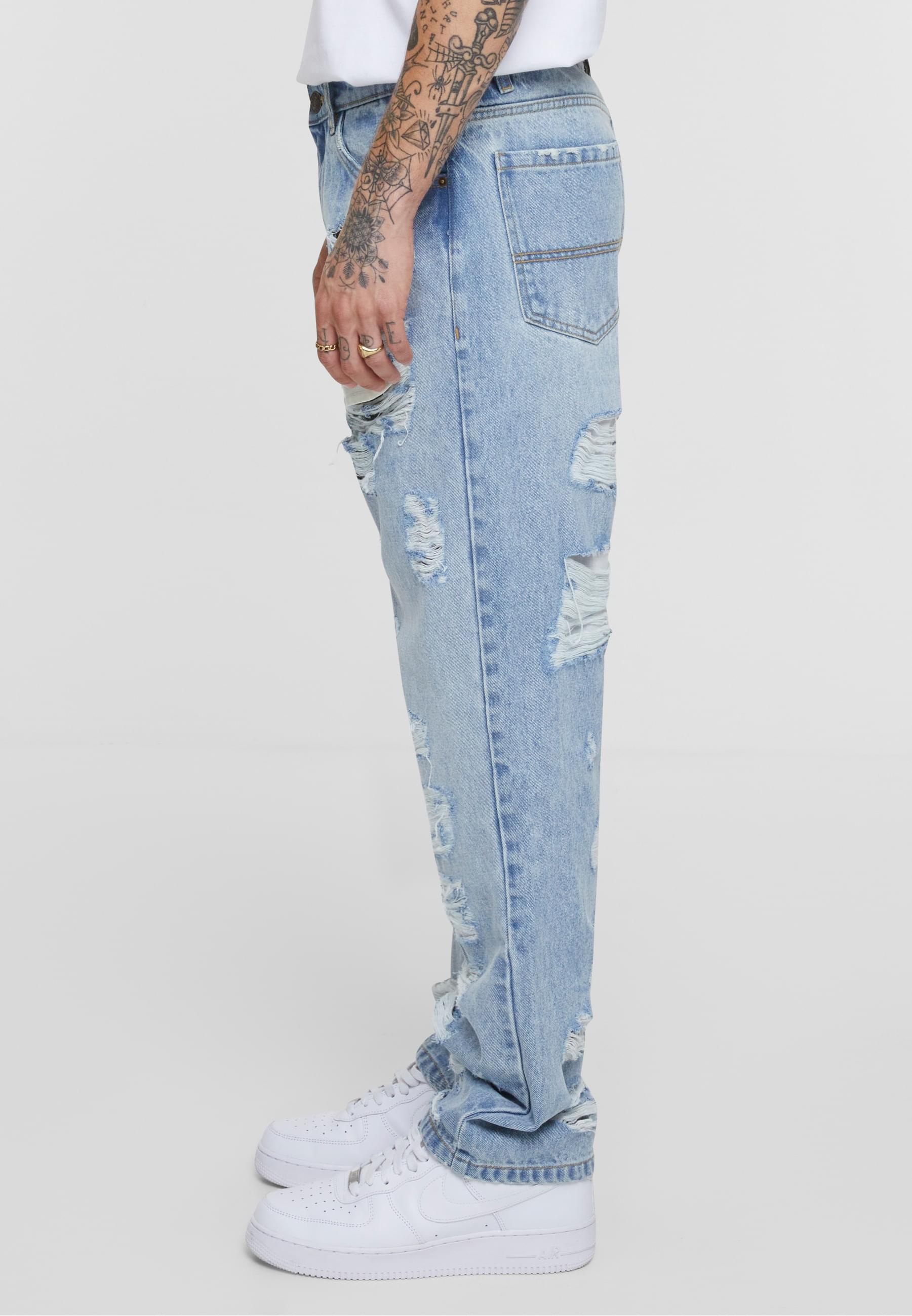 URBAN CLASSICS Bequeme Jeans »Urban Classics Heavy Ounce Straight Fit Heavy Destroyed Jeans«