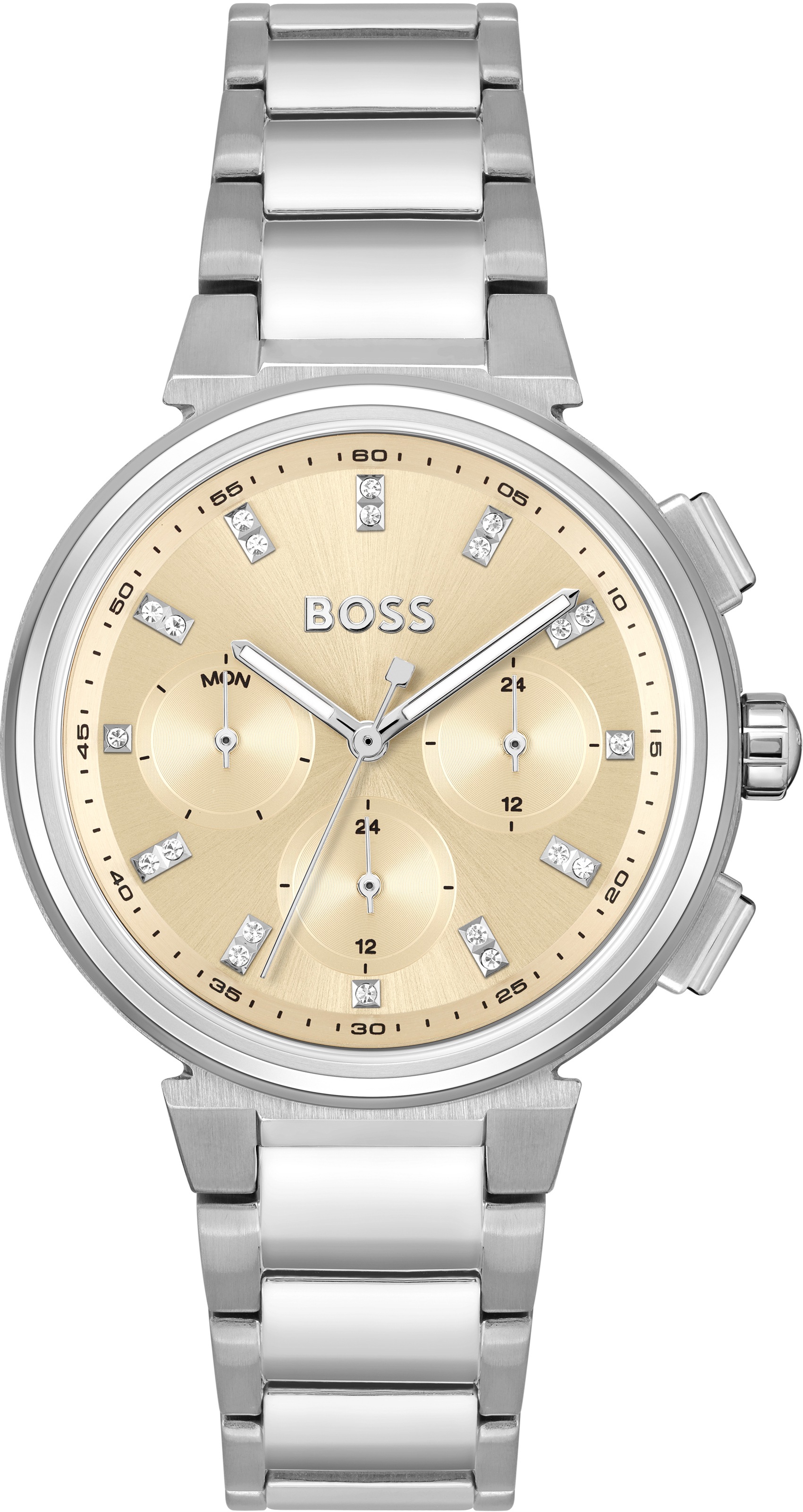 BOSS Multifunktionsuhr »ONE, 1502676«, Quarzuhr, Damenuhr, Armbanduhr, Glaskristalle, Datum