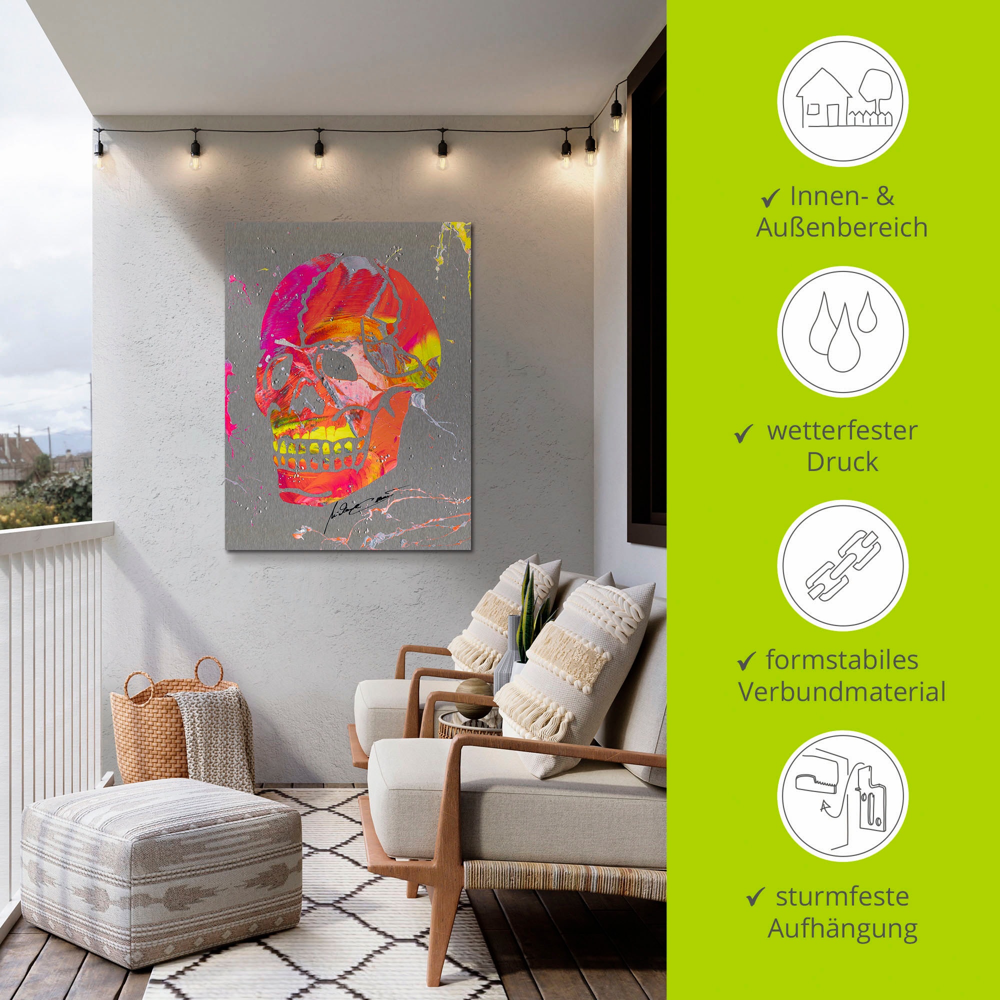 Artland Wandbild »Totenkopf 2«, Körper, (1 St.), als Alubild, Outdoorbild, Wandaufkleber in verschied. Größen