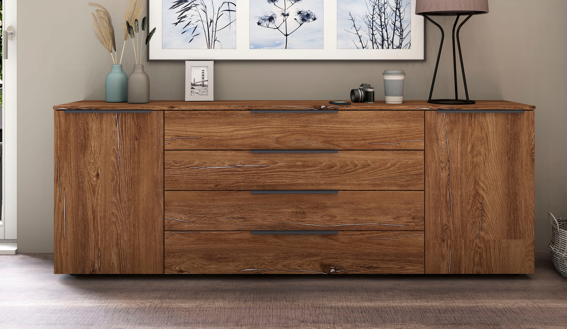 borchardt Möbel Sideboard "Tom, moderne Kommode mit Metallgriffen, 200cm br günstig online kaufen