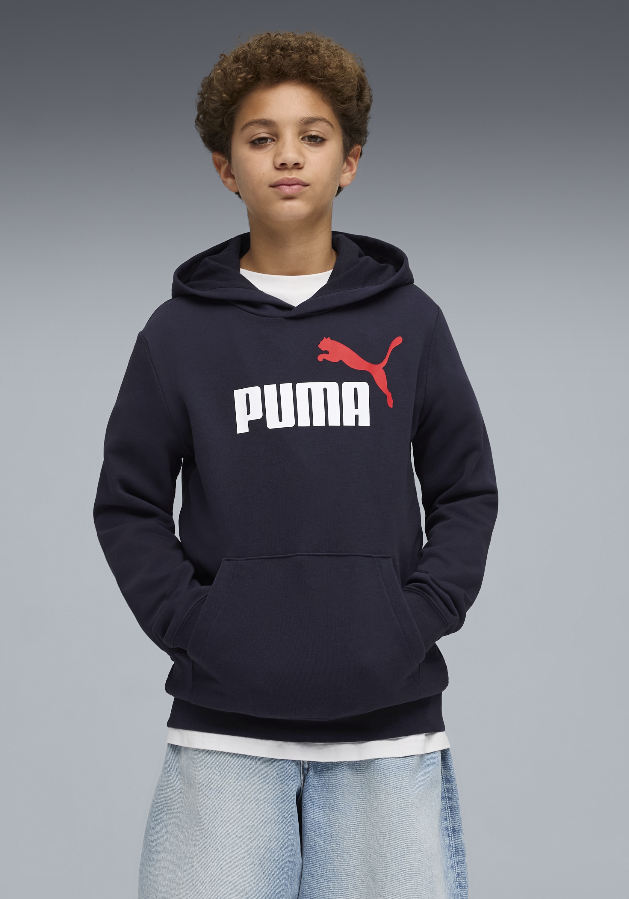 PUMA Kapuzensweatshirt "ESS 2 COLOR NO.1 LOGO HOODIE TR B", für Jugendliche, mit Print-Applikation, mit Kängurutasche