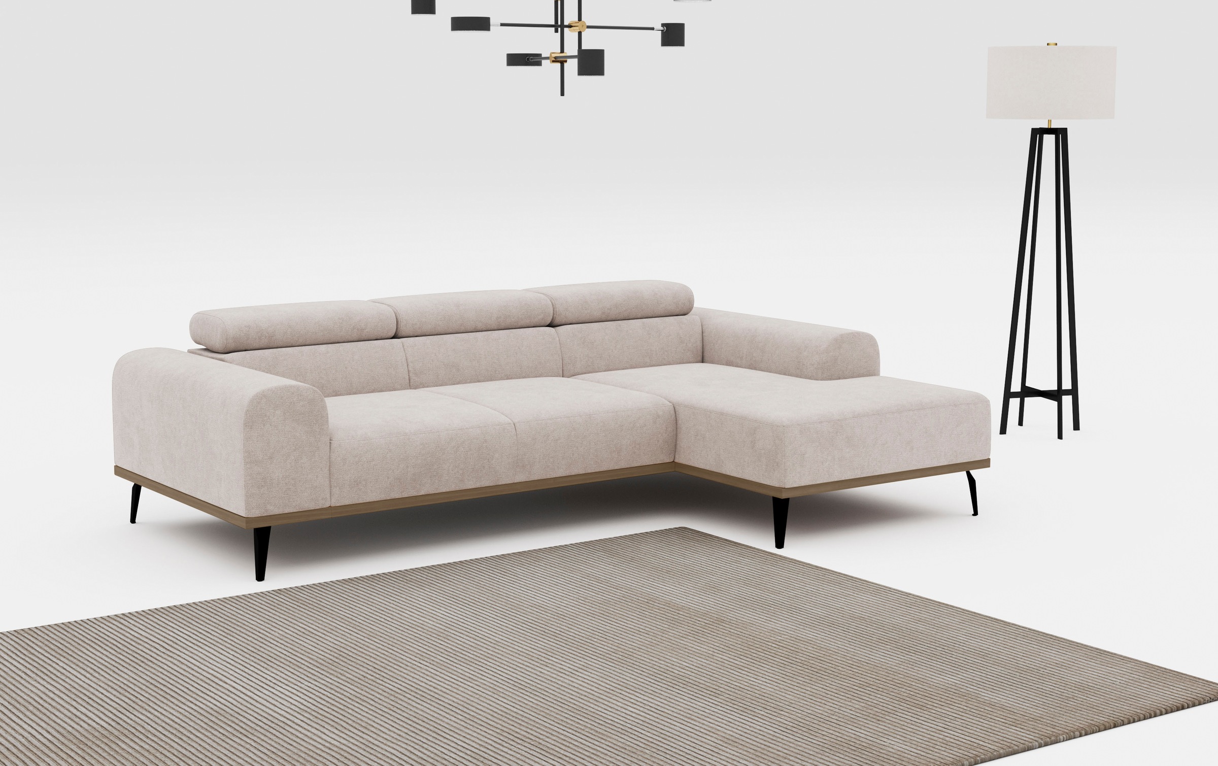 PLACES OF STYLE Ecksofa "Carlo L-Form" mit Kopfteilverstellung & Holz-Rahme günstig online kaufen