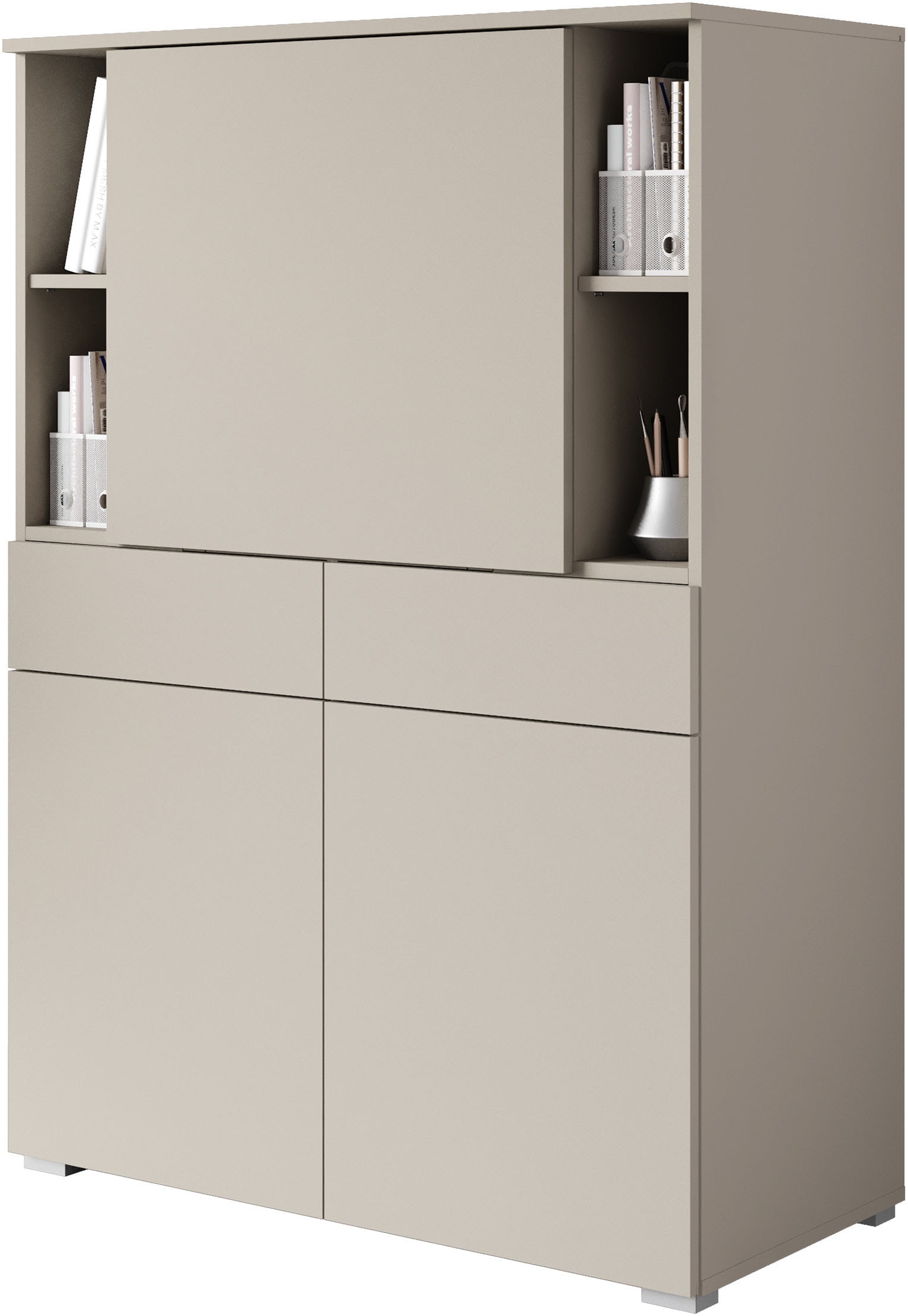 OTTO home Sekretär "Paris, Moderner PC-Schrank mit klappbarer Arbeitsfläche" 1 Stk. tlg. 2 Schubladen, Push-to-Open und verstellbare Einlegeböden, Breite 90 cm