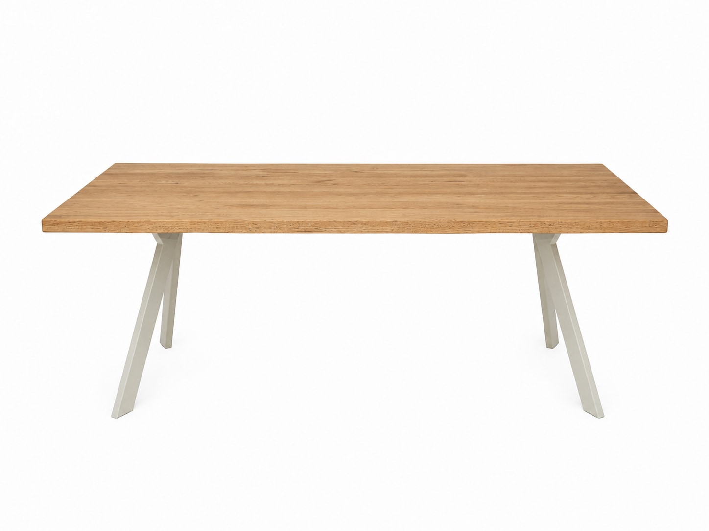 OTTO home Esstisch »»MONACO« Speisetisch, Küchentisch, Wohntisch, Esszimmertisch« Wildeiche geölt Natur, Baumkante, A-Gestell Pearl White Metall