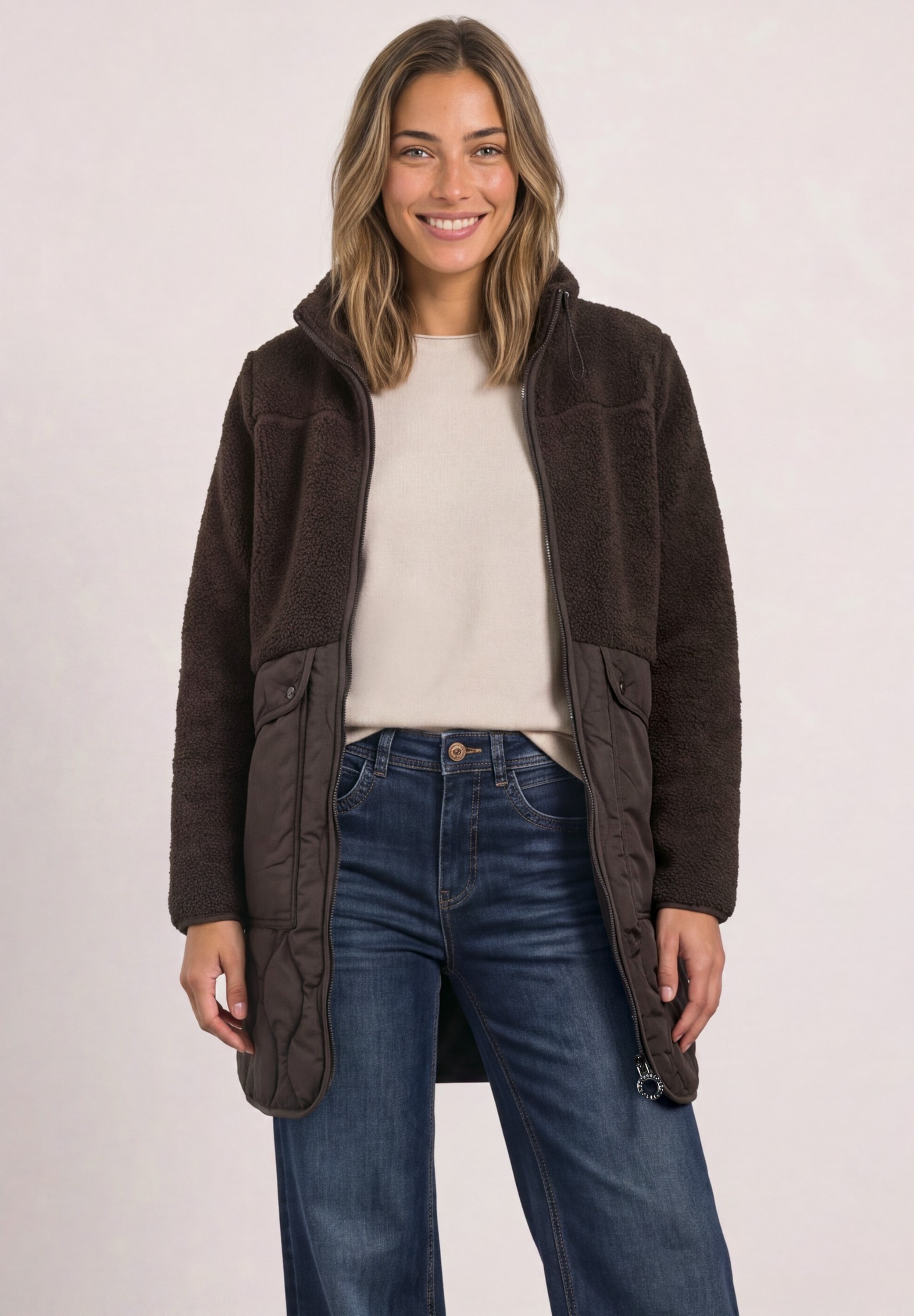 STREET ONE Fellimitatjacke ohne Kapuze mit Stehkragen