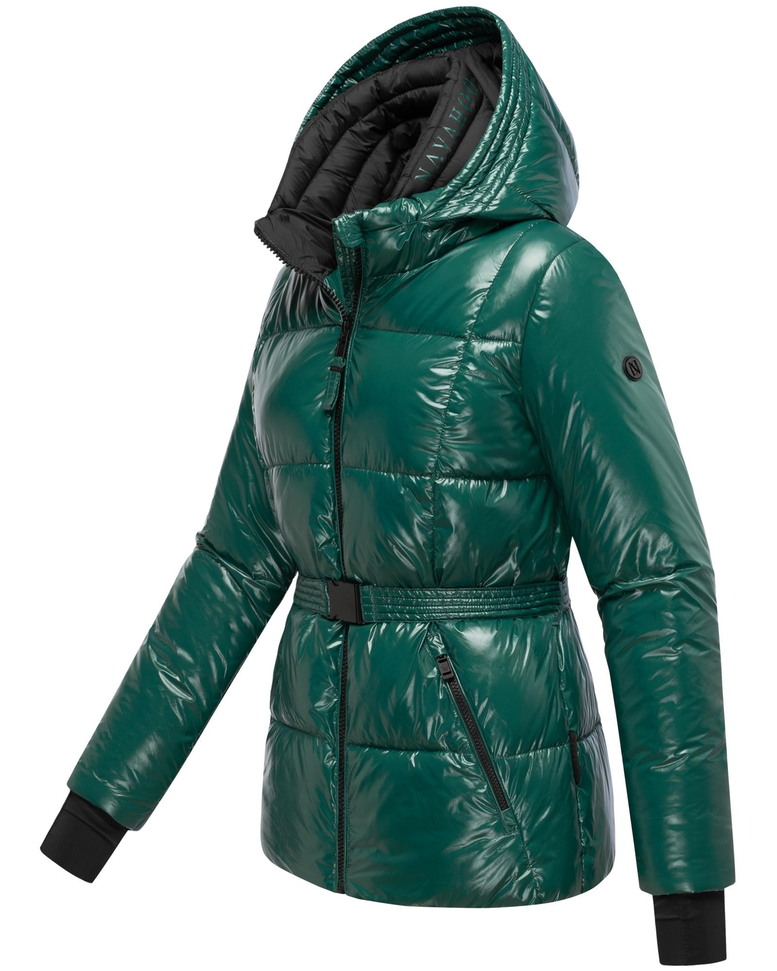 Navahoo Steppjacke »Eisglanz 14« mit Kapuze Glänzende Damen Winterjacke mit Taillengürtel