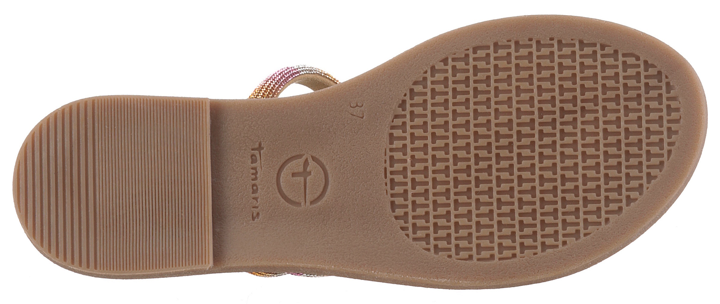Tamaris Pantolette, Blockabsatz, Sommerschuh, mit funkelnden Strasssteinchen besetzt